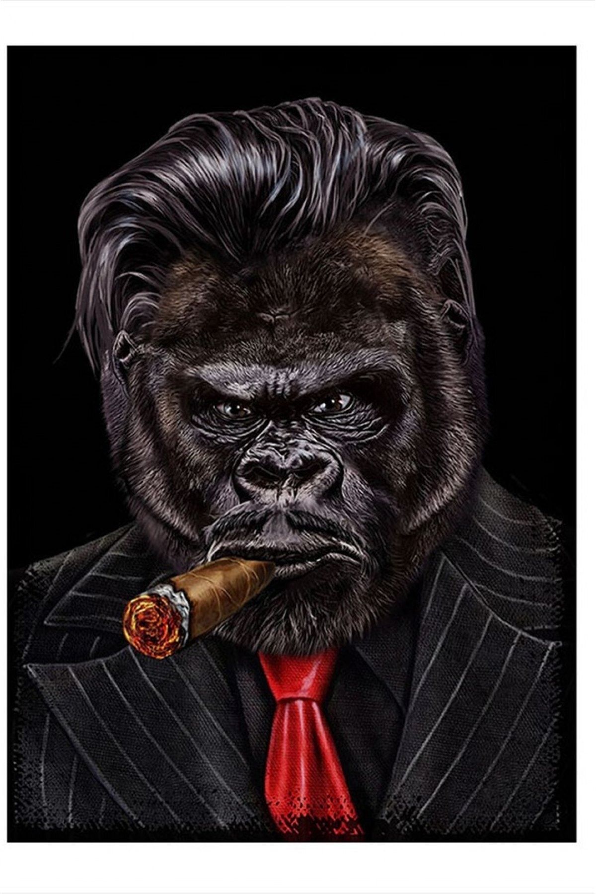 ekart Pro Sigara Içen Takım Elbiseli Goril Desenli Mdf Tablo 15cmx 22cm
