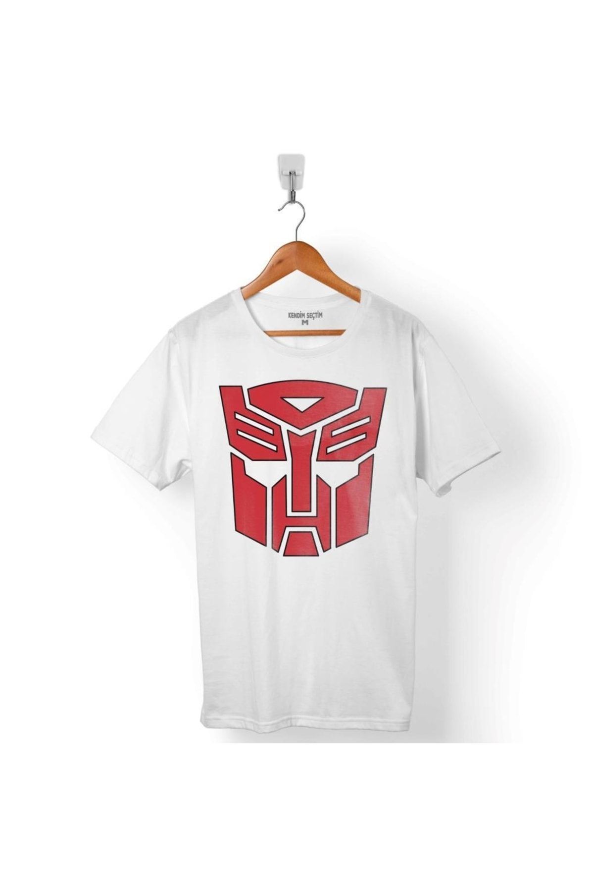 Kendim Seçtim Erkek Beyaz Transformers Logo  Tişört