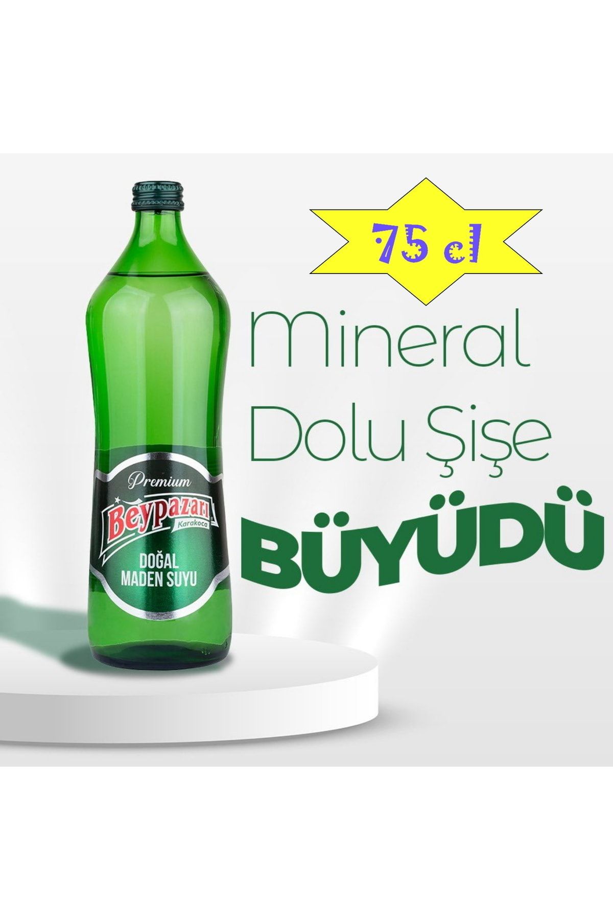 Beypazarı Premium Mineral Deposu Yeni Üretim Doğal Maden Suyu Cam Şişe Çevir Kapak 75 Cl 1 Adet