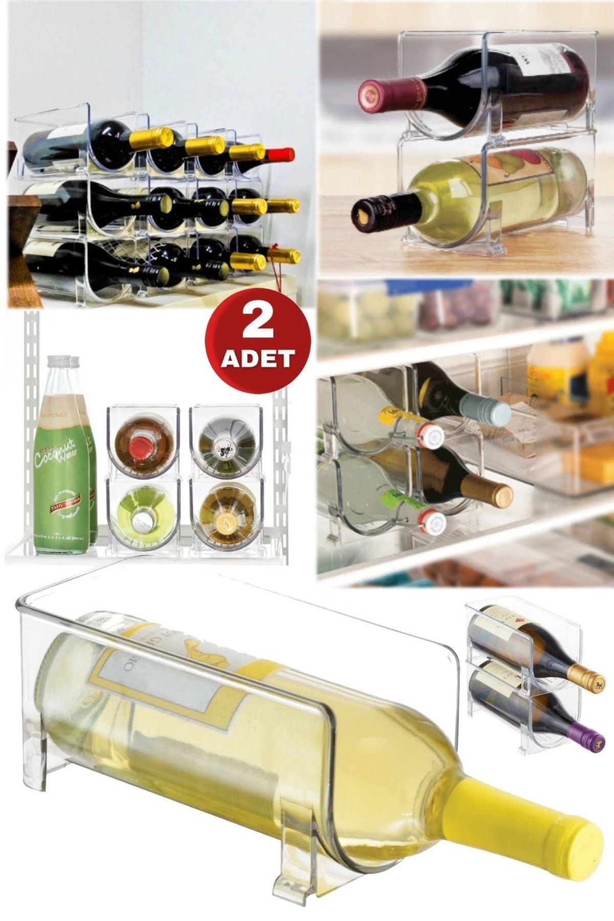 Utelips 2 Adet Şeffaf Şarap Rafı Şişe Tutucu Alkol Plastik Organizatör Kiler Için Evrensel Ayakta Istifleme