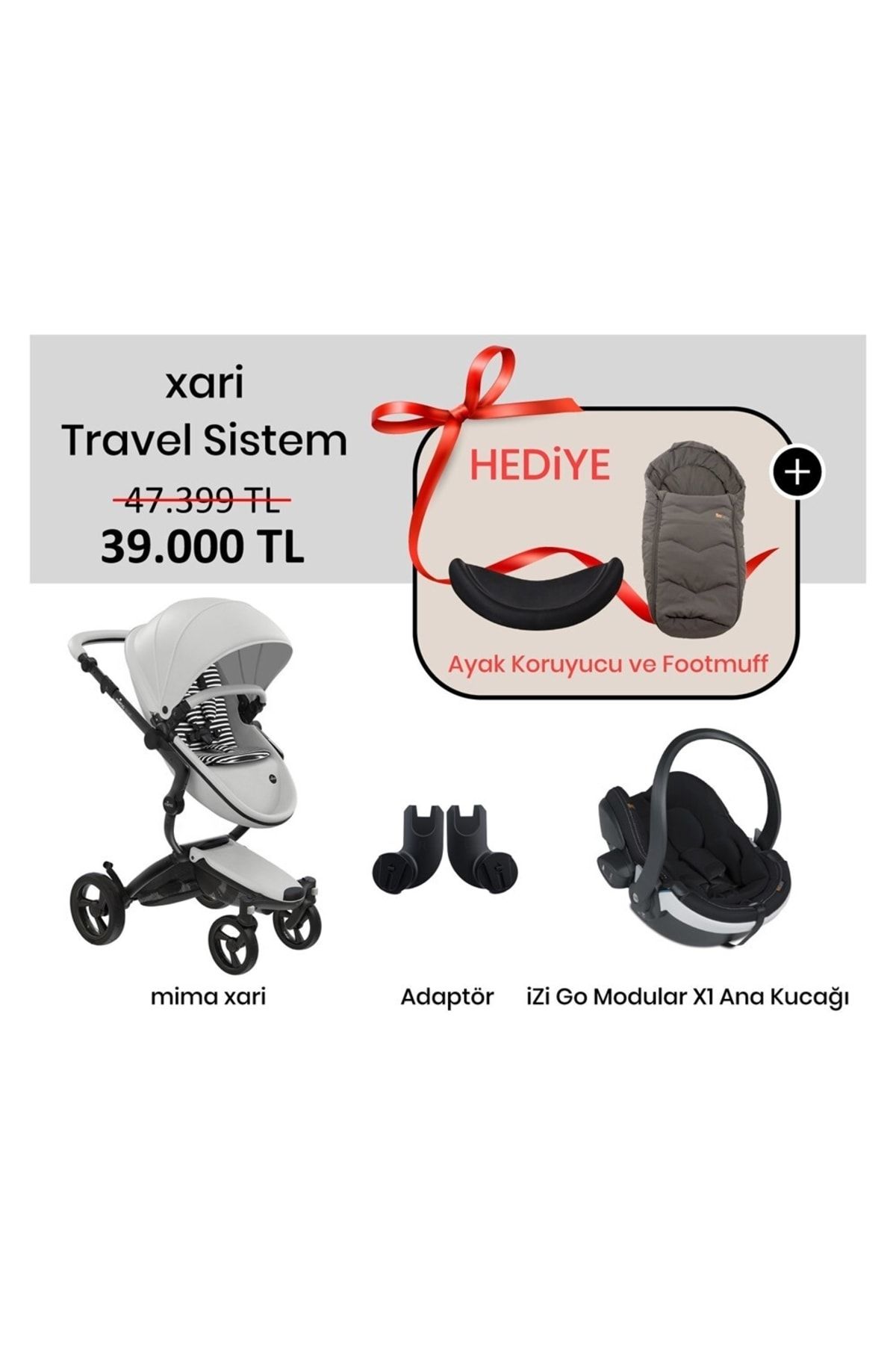 Mima Xari Puset 5'li Travel Sistem Portbebeli Bebek Arabası Besafe Izi Go Modular X1 Metallic Melang
