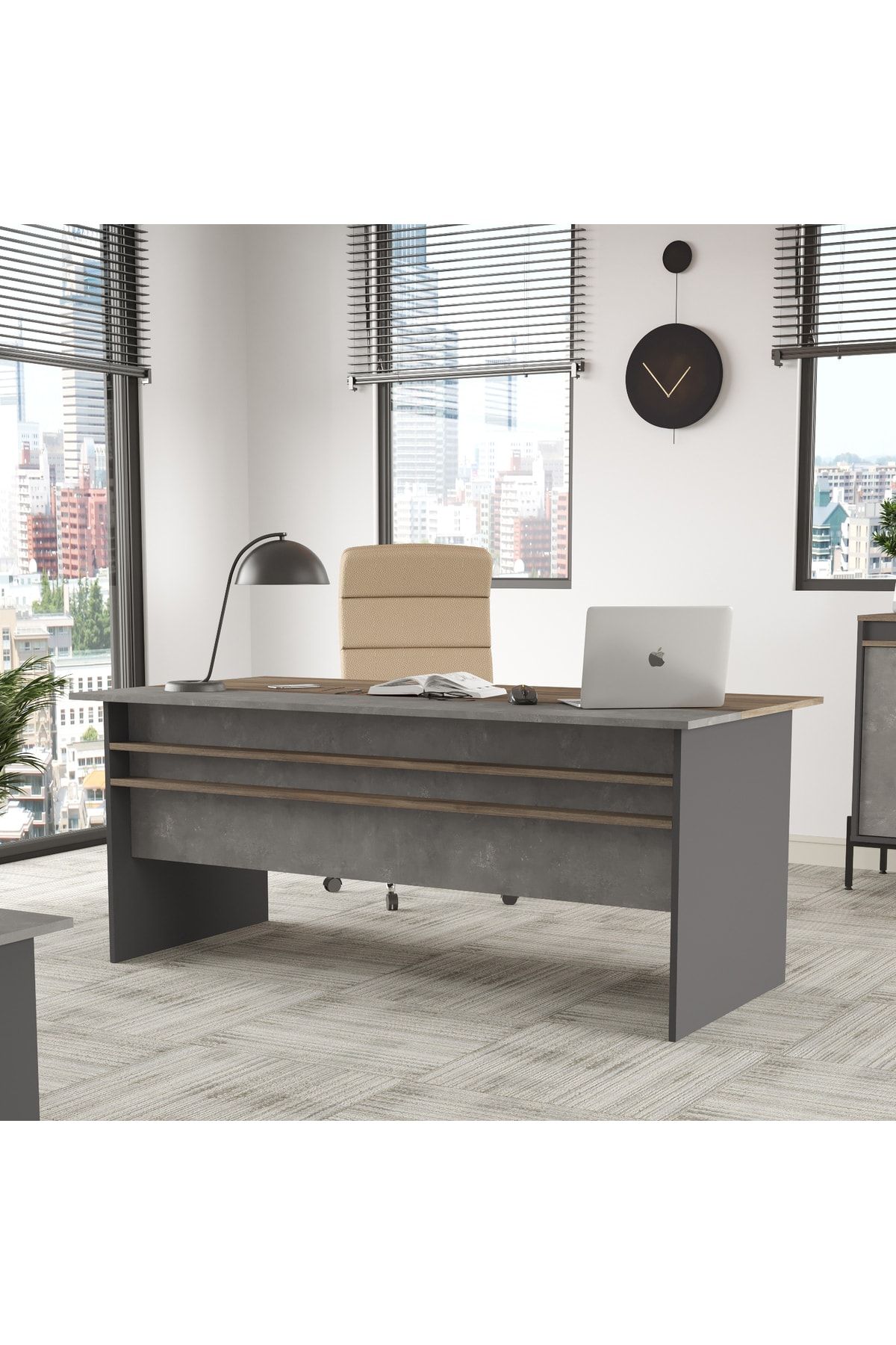 L'occi Concept Darian A Ofis Masası 180cm*90cm Kahve-beton-antrasit Dr1-cga