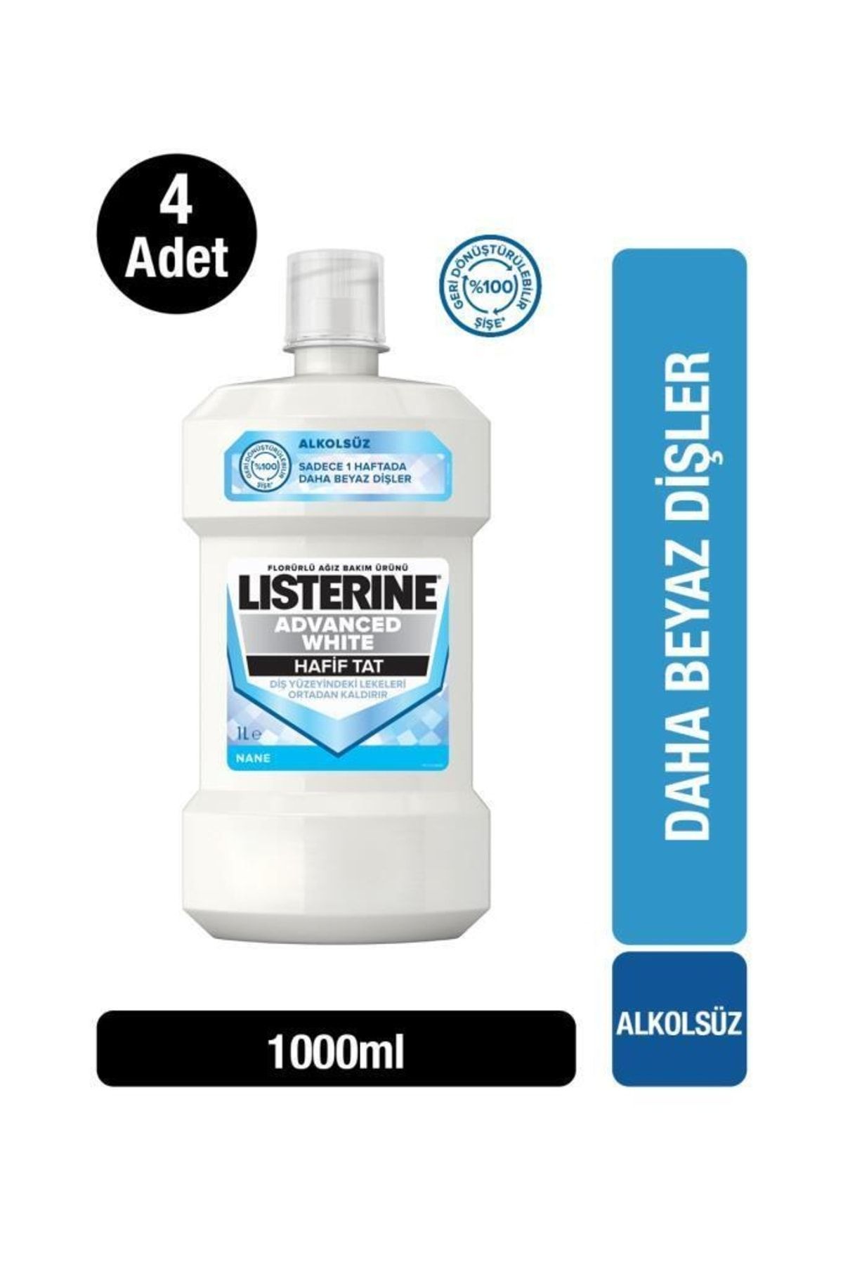 Listerine Advanced White Hafif Tat 1000 Ml X 4