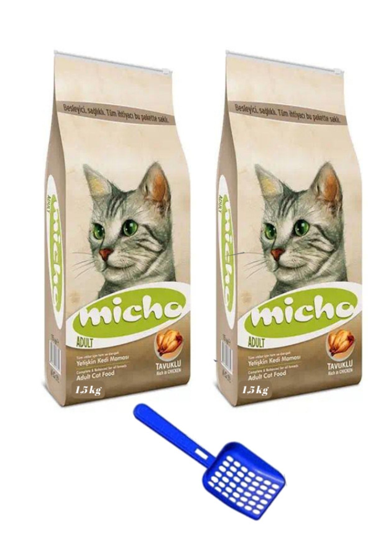 Micho Adult Cat Tavuklu Hamsi Ve Pirinç Eşliğinde Yetişkin Kedi Maması1,5 Kg+1,5 Kg Kürek