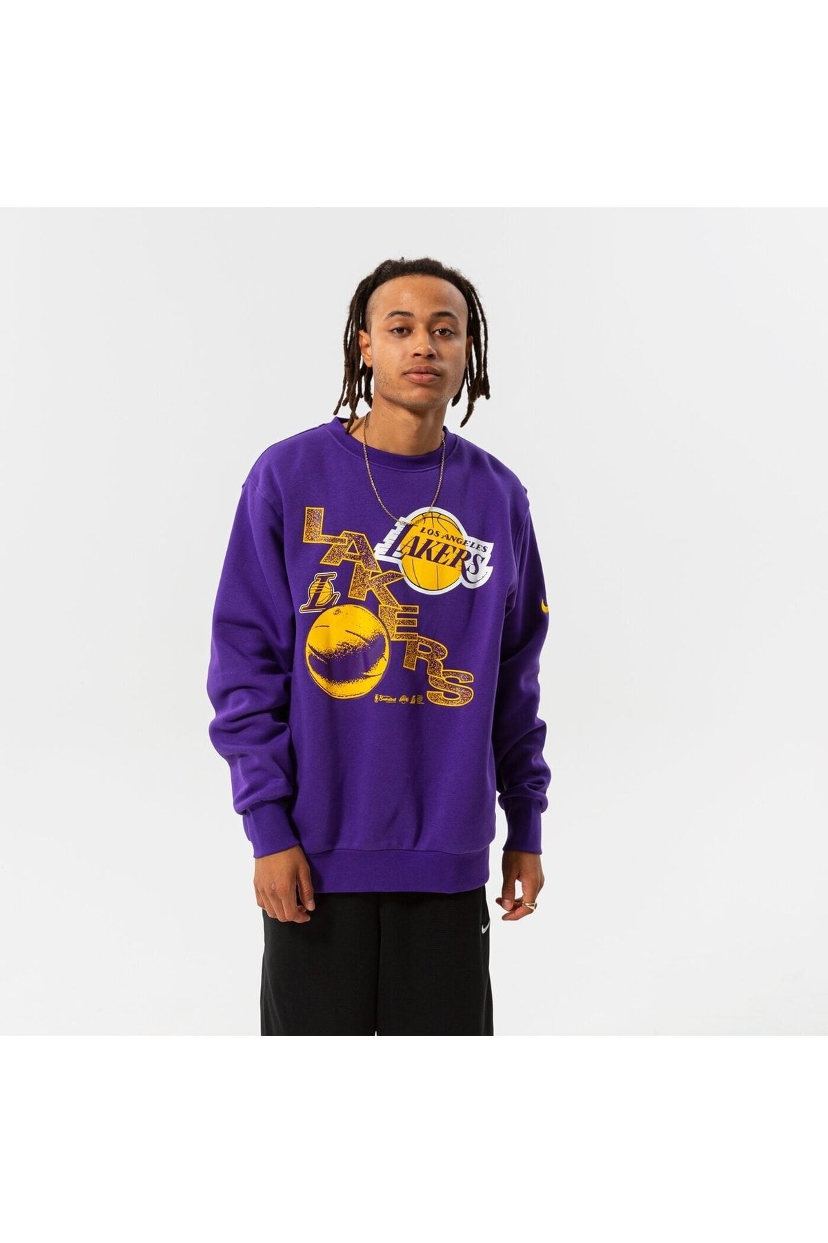 Nike Los Angeles Lakers City Edition Team Fleece Crew Erkek Sweatshirt - Dh9438-504