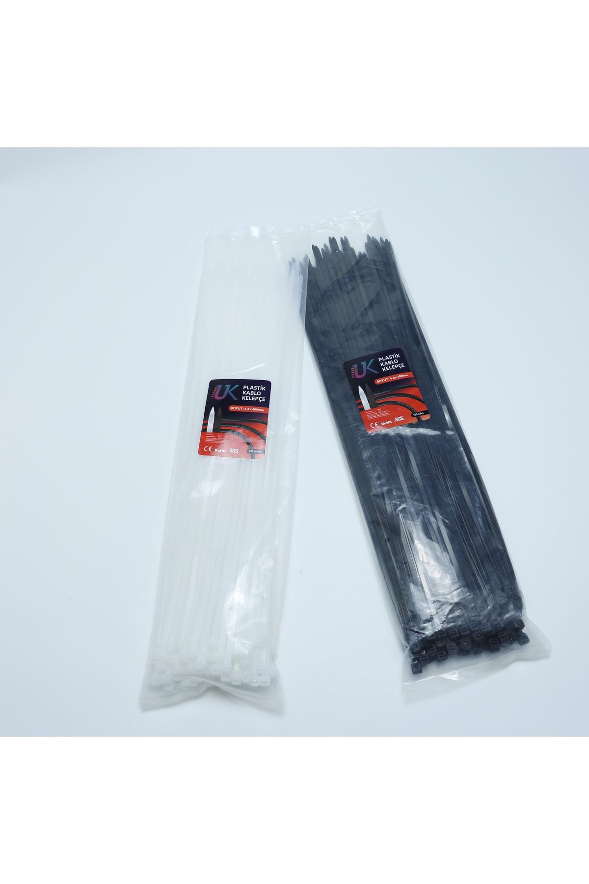 UK Plastik Kablo Bağı Plastik Kelepçe Cırt Klips 4.8x400mm 100 Adet