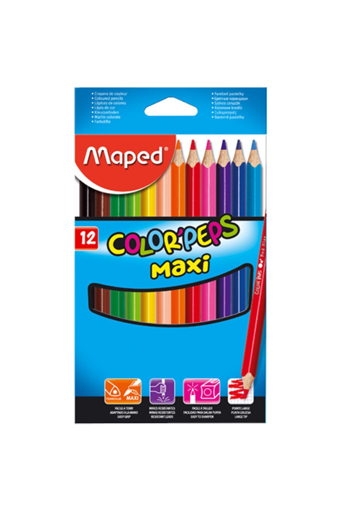 Maped Kuruboya Maxi Karton Kutu Jumbo Üçgen 12 Renk 834010