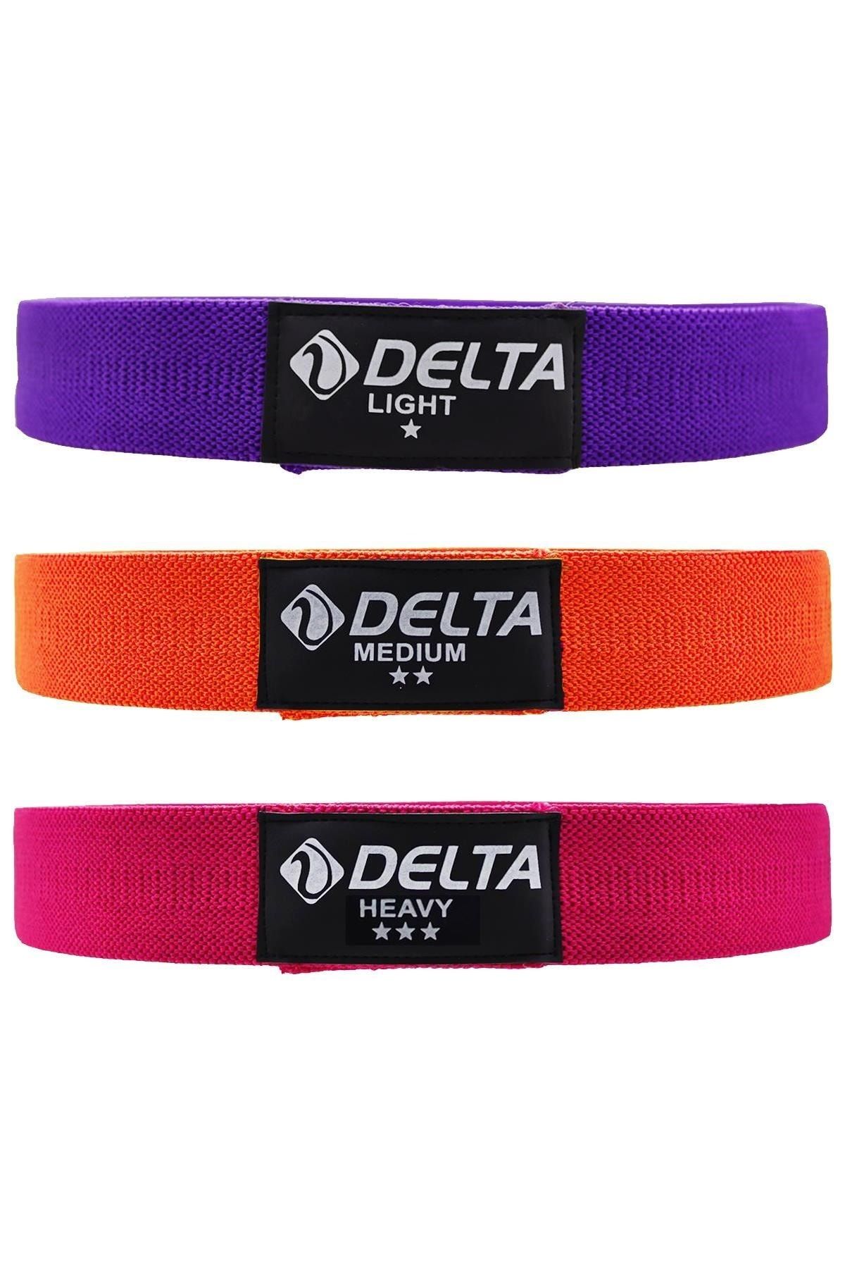 Delta 3 Adet Squat Bant Pilates Fitness Kalça Egzersizi Direnç Bandı Lastiği Seti (Uç Kısmı Kapalı)