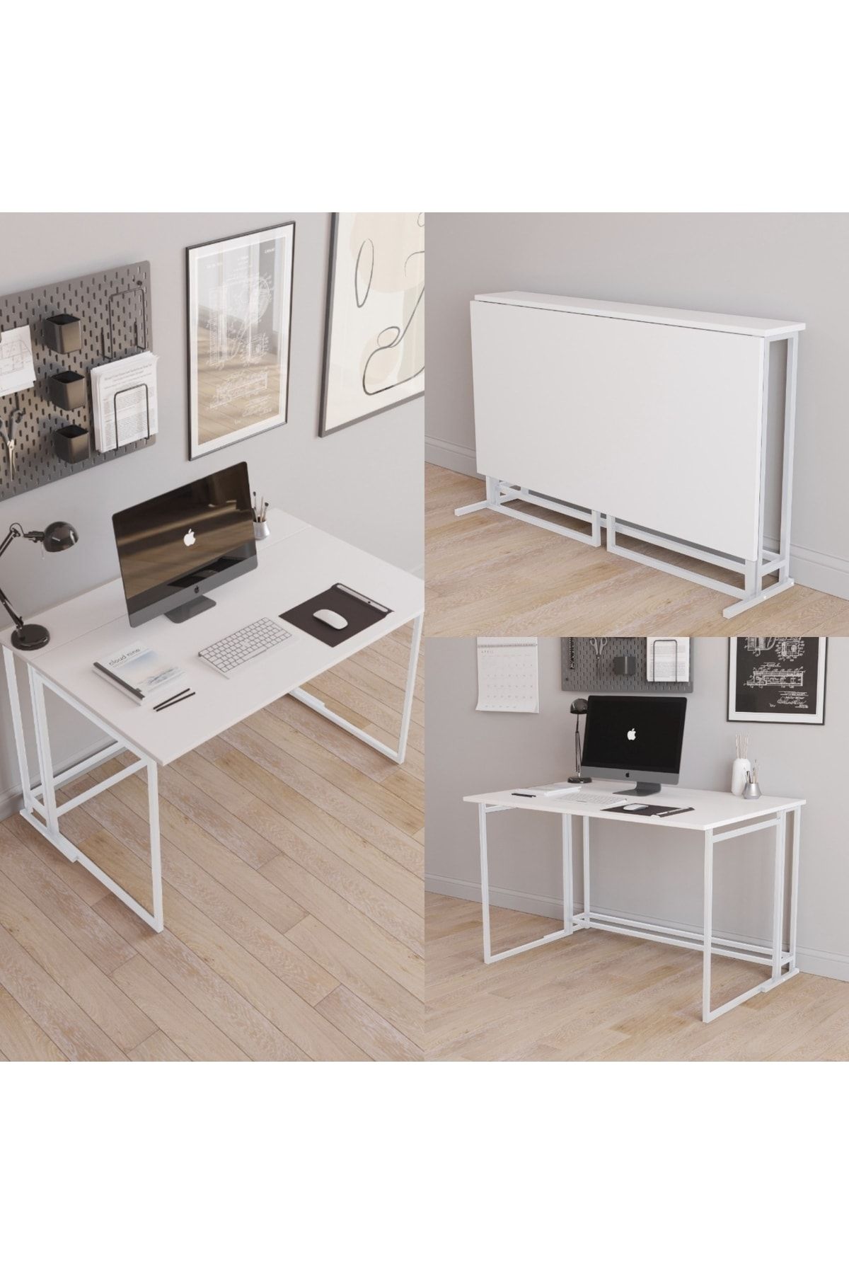 Fahrettin Küçük Worklife Katlanabilir Çalışma Masası Bilgisayar Masası Çizim Masası (beyaz)