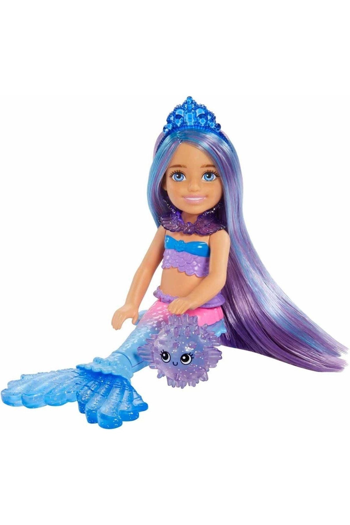 Barbie Chelsea Deniz Kızı Bebeği, 2 Hayvan Dostu, Hazine Sandığı, Aksesuarları Ve Rengarenk Saçlarıy