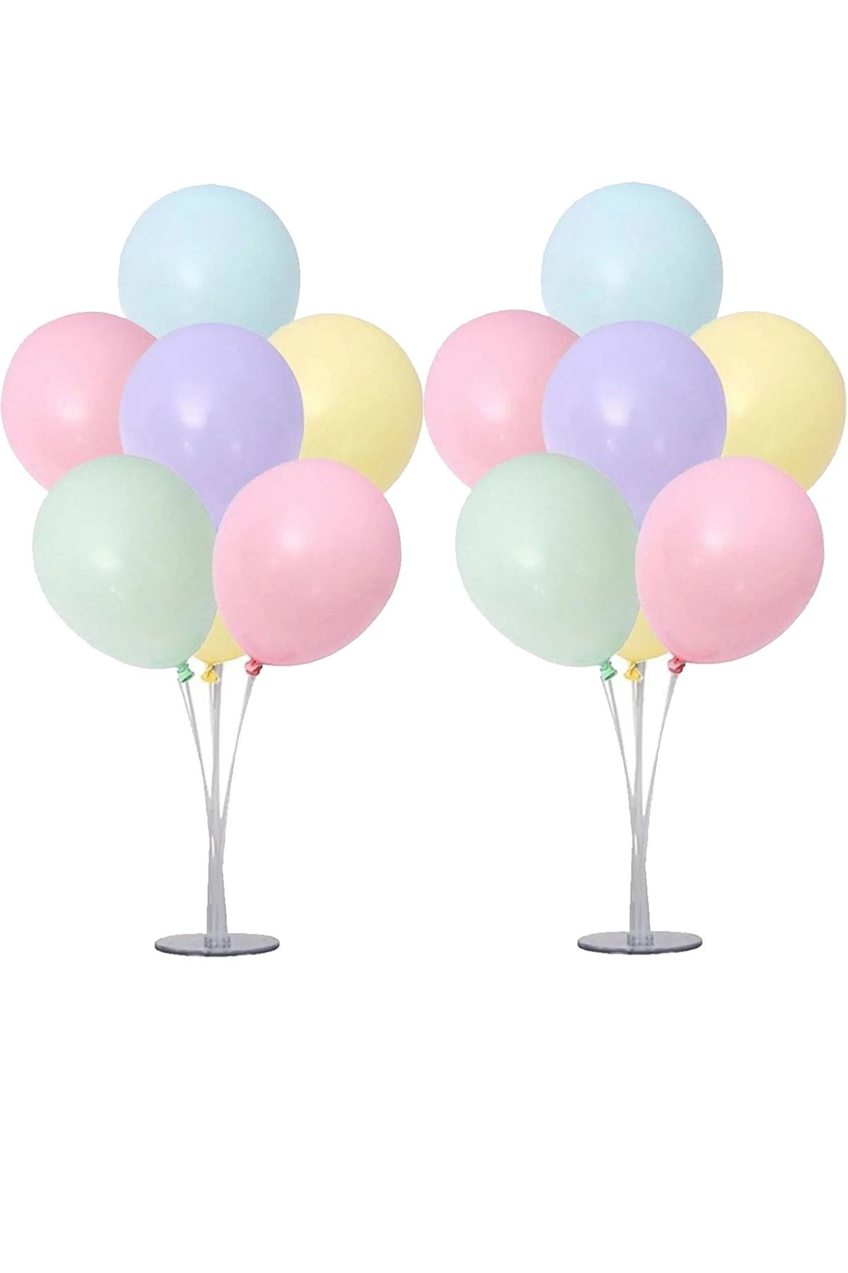 Parti Dolabı 2 Balon Standı + 14 Makaron Balon Karışık Renk 12inç