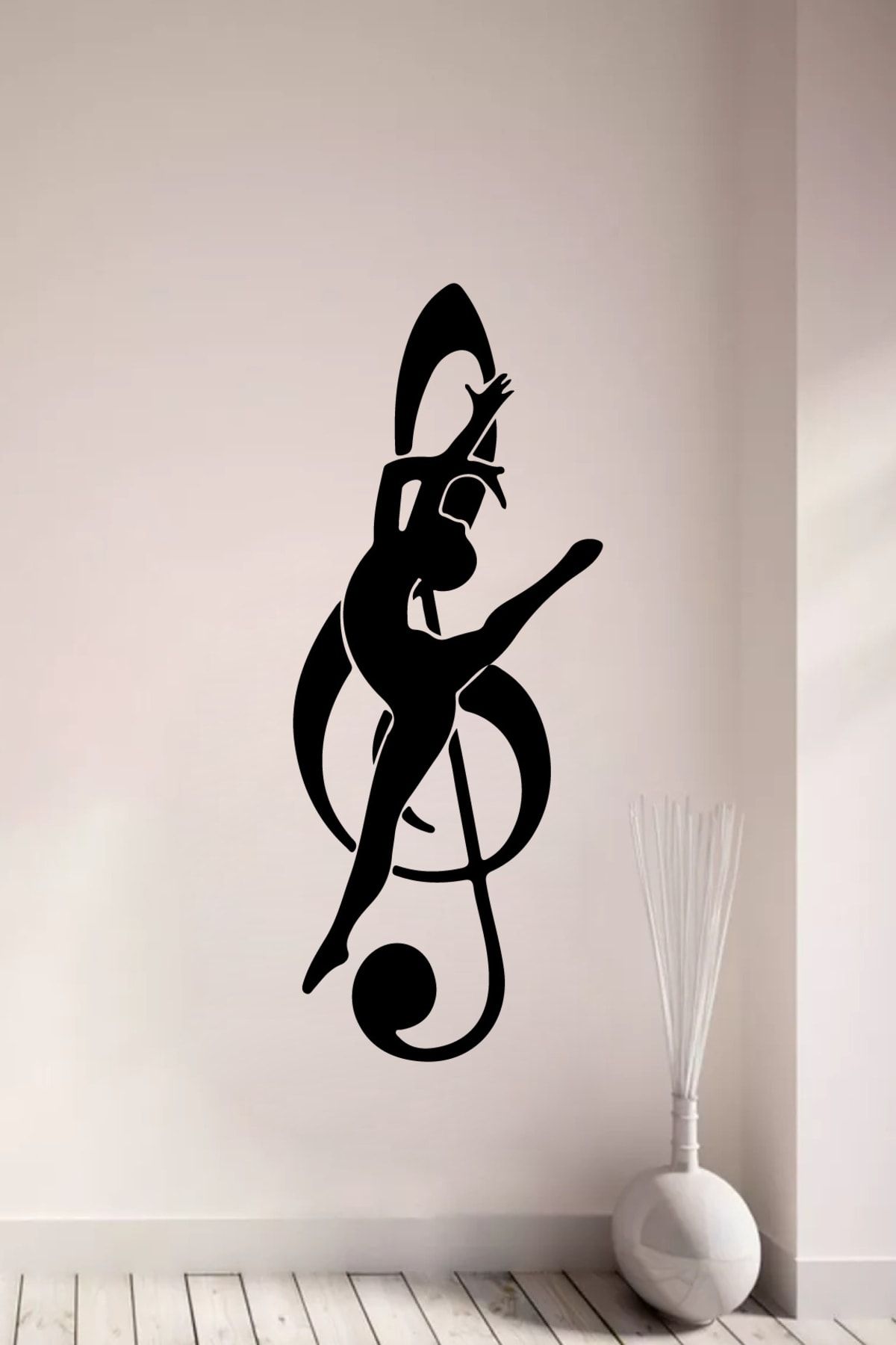 Genel Markalar Sol Anahtarı Ve Dansçı Müzisyen Kız Duvar Sticker Yapıştırma (SUDAN VE NEMDEN ETKİLENMEZ)