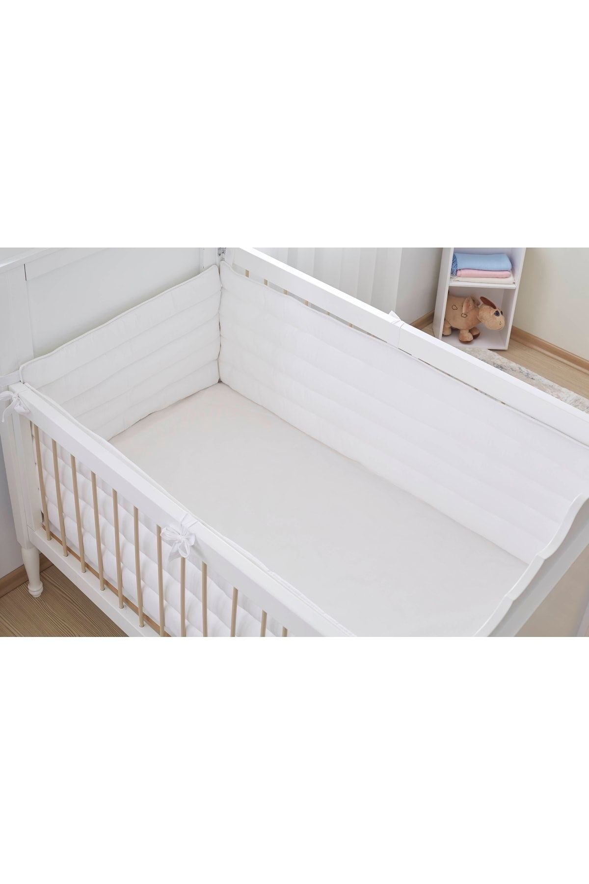 Aybi Baby Beşik Kenar Koruyucu Set 4 Parça- Beyaz - 70x130 Cm