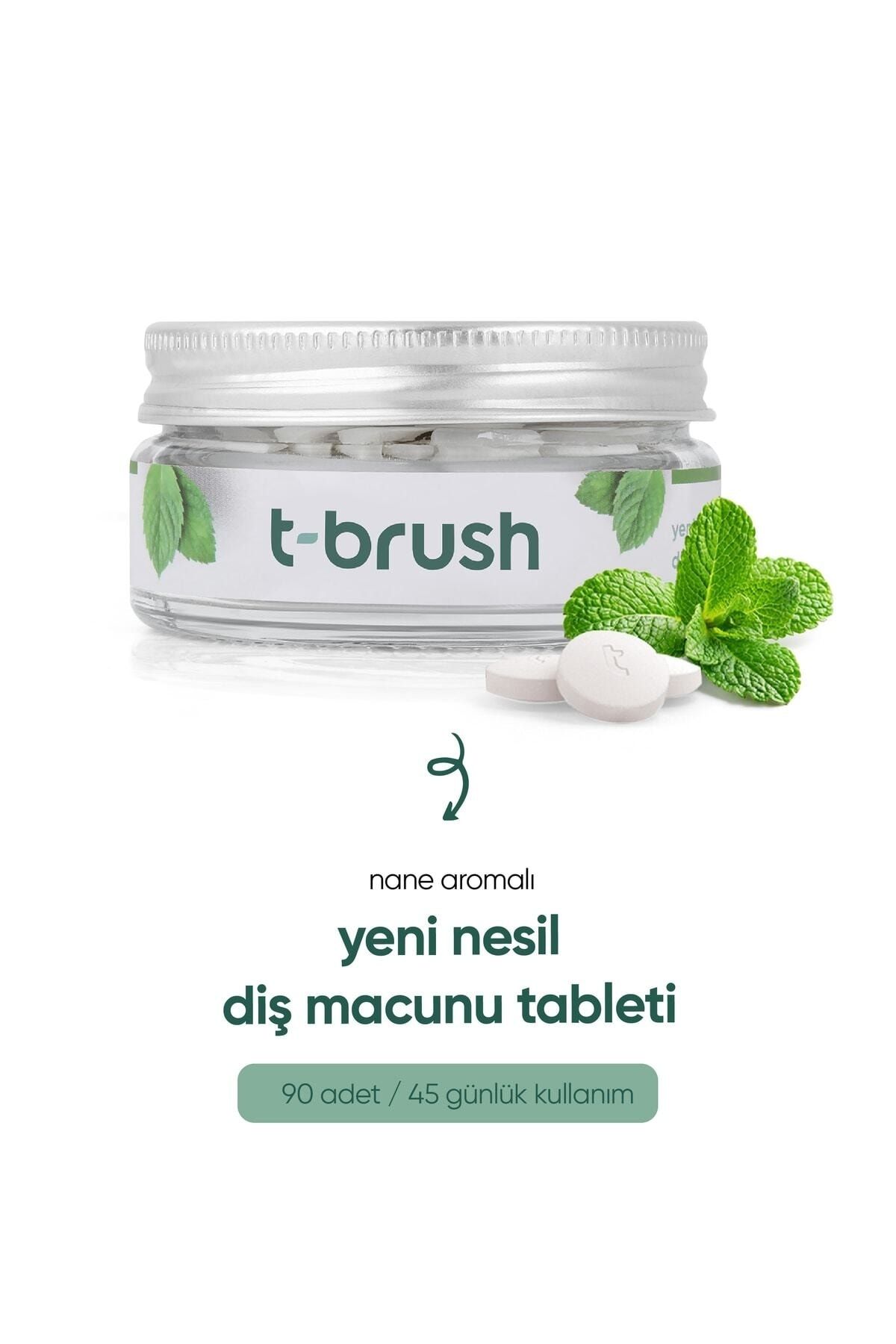 TBRUSH Naneli Doğal Diş Macunu Tableti - Florürsüz - Glutensiz - Vegan - 90 Tablet