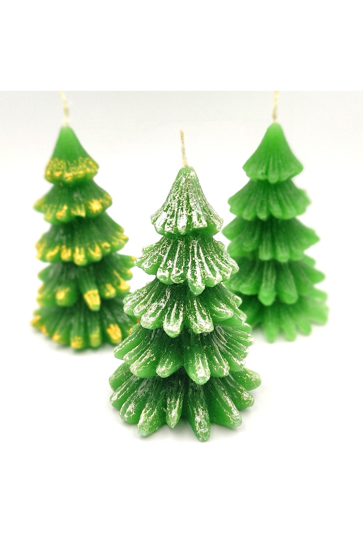 Hediyelik Mumlar Design By Ece 8' Li Yılbaşı Çam Ağacı Mum Simli ( Noel Yeniyıl Christmas Konsept)