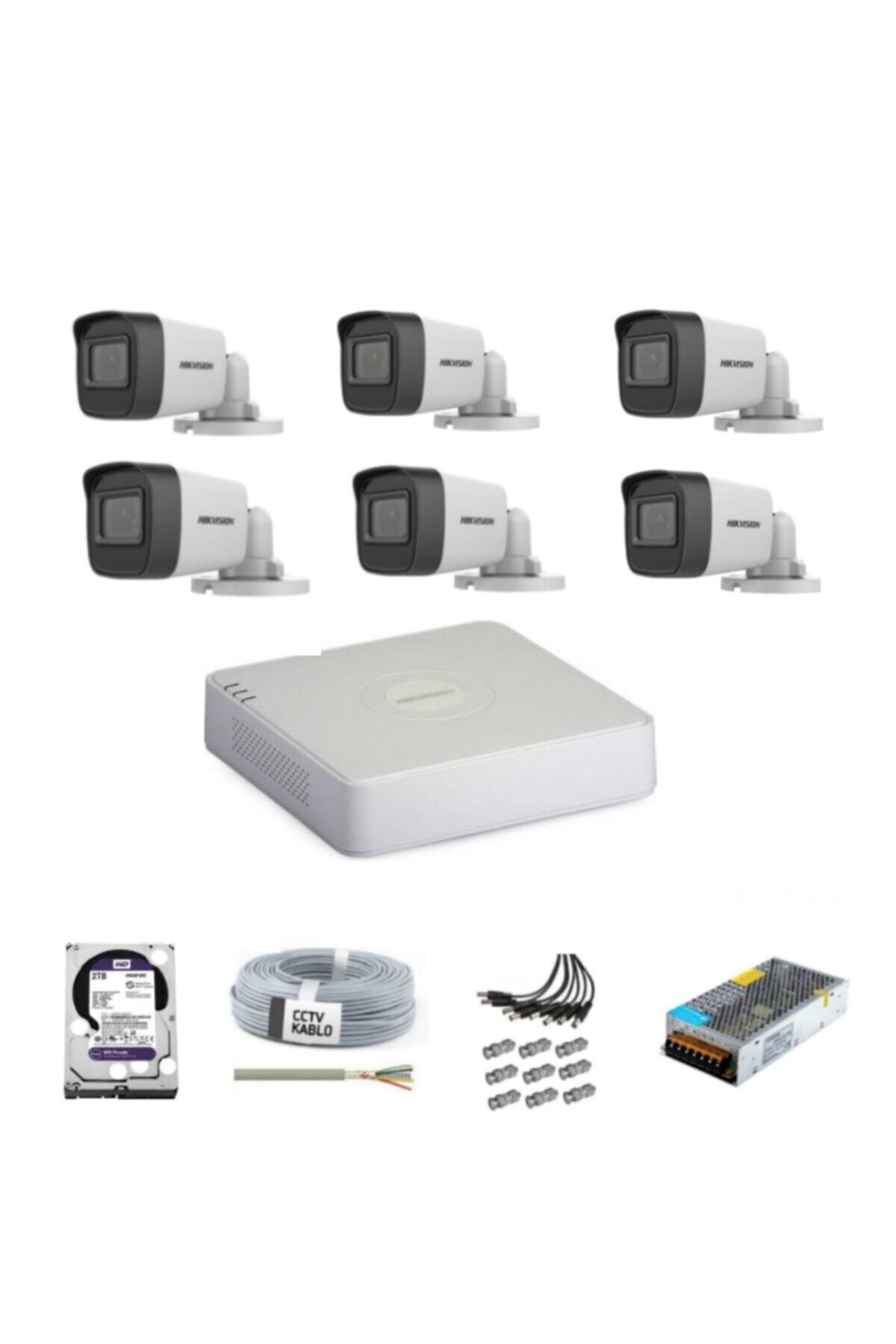 Hikvision Haıkon 6 Kameralı Güvenlik Kamera Hazır Set 1tb 7/24 Hdd-1tb Kayıt Kapasiteli Sistem