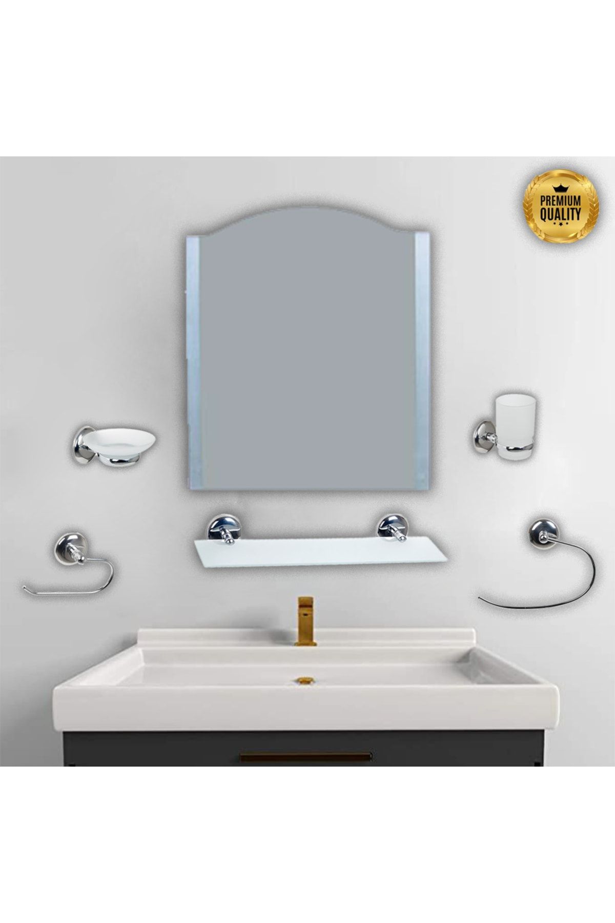 Öztaç Banyo Ayna Seti Paslanmaz Ürün 6 Parça