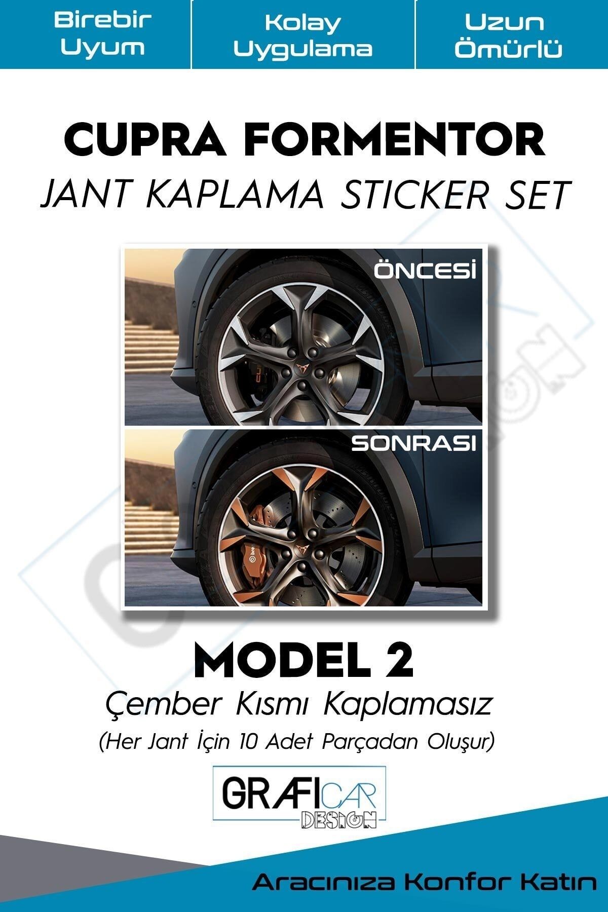 GRAFİCAR Cupra Formentor Jant Kaplama Sticker Set - Kolay Uygulama-uzun Ömürlü-estetik Görünüm