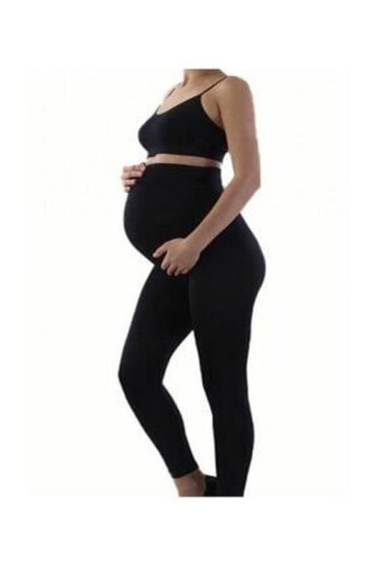 KOTA Kadın Siyah Uzun Pamuklu Hamile Taytı