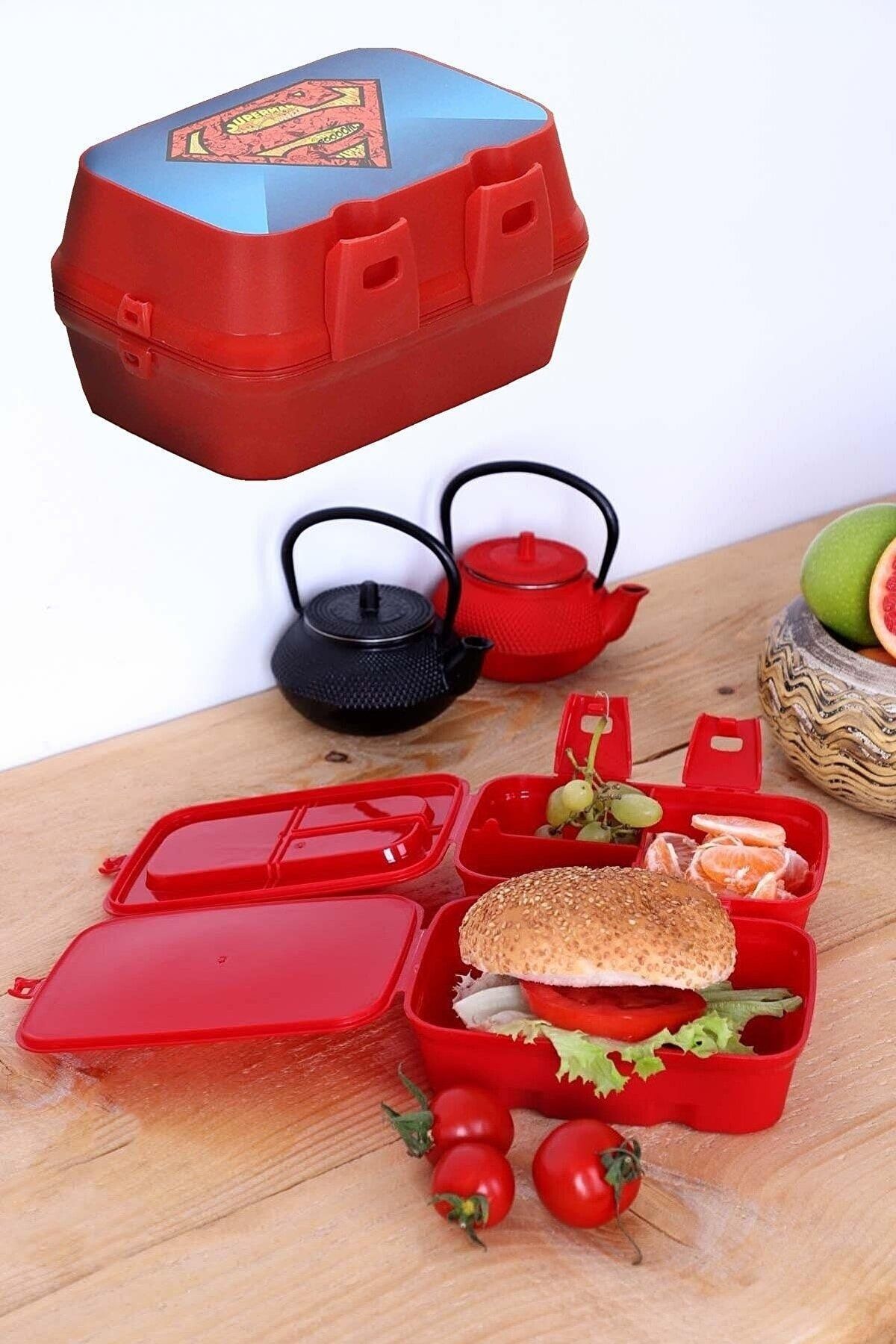 MasterCar Lisanslı 4 Bölmeli Piknik Seti Mama Beslenme Kutusu Yemek Saklama Kabı - Beslenme Çantası Çocuk
