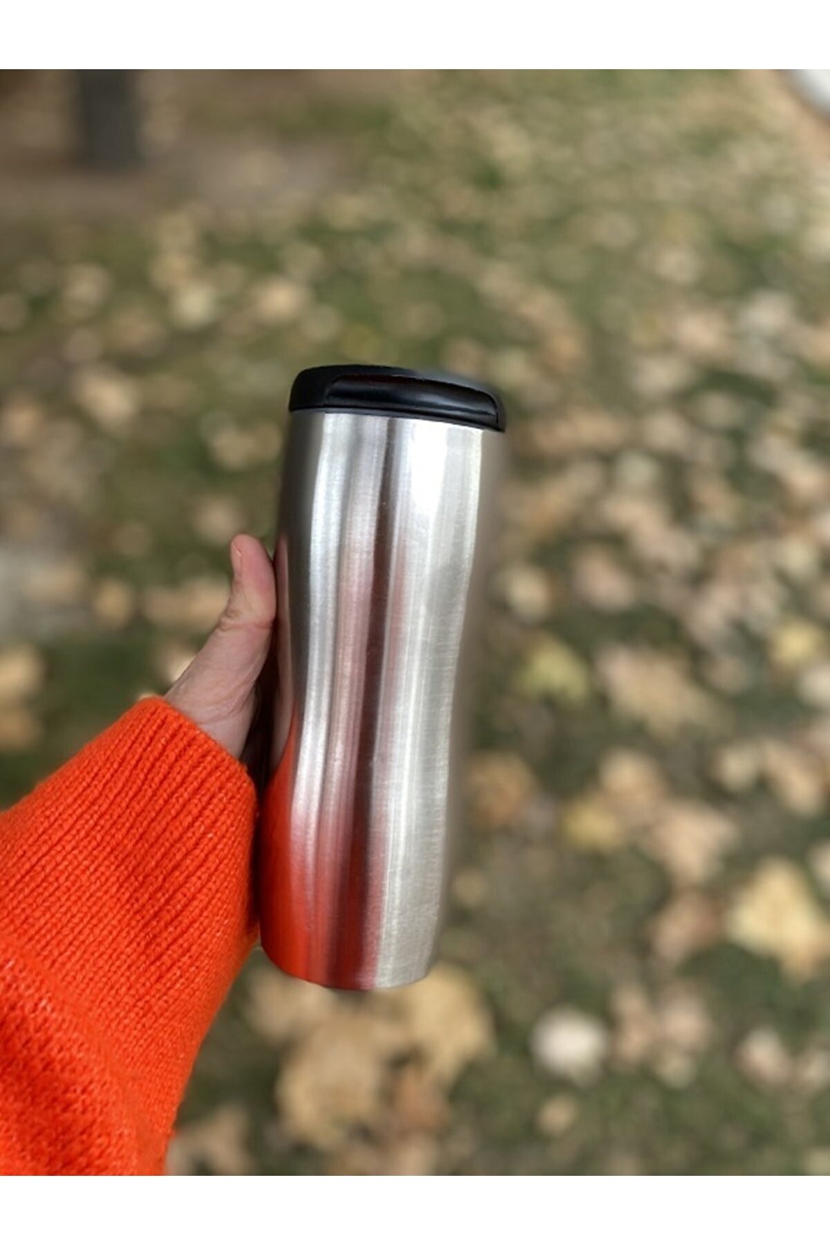 RENKYAPIRÜYASI Çelik Kupa Gümüş Soğuk Çay Kahve Soğuk Taşımak Için - Çap:7 Cm - Yükseklik: 18 Cm Metalik