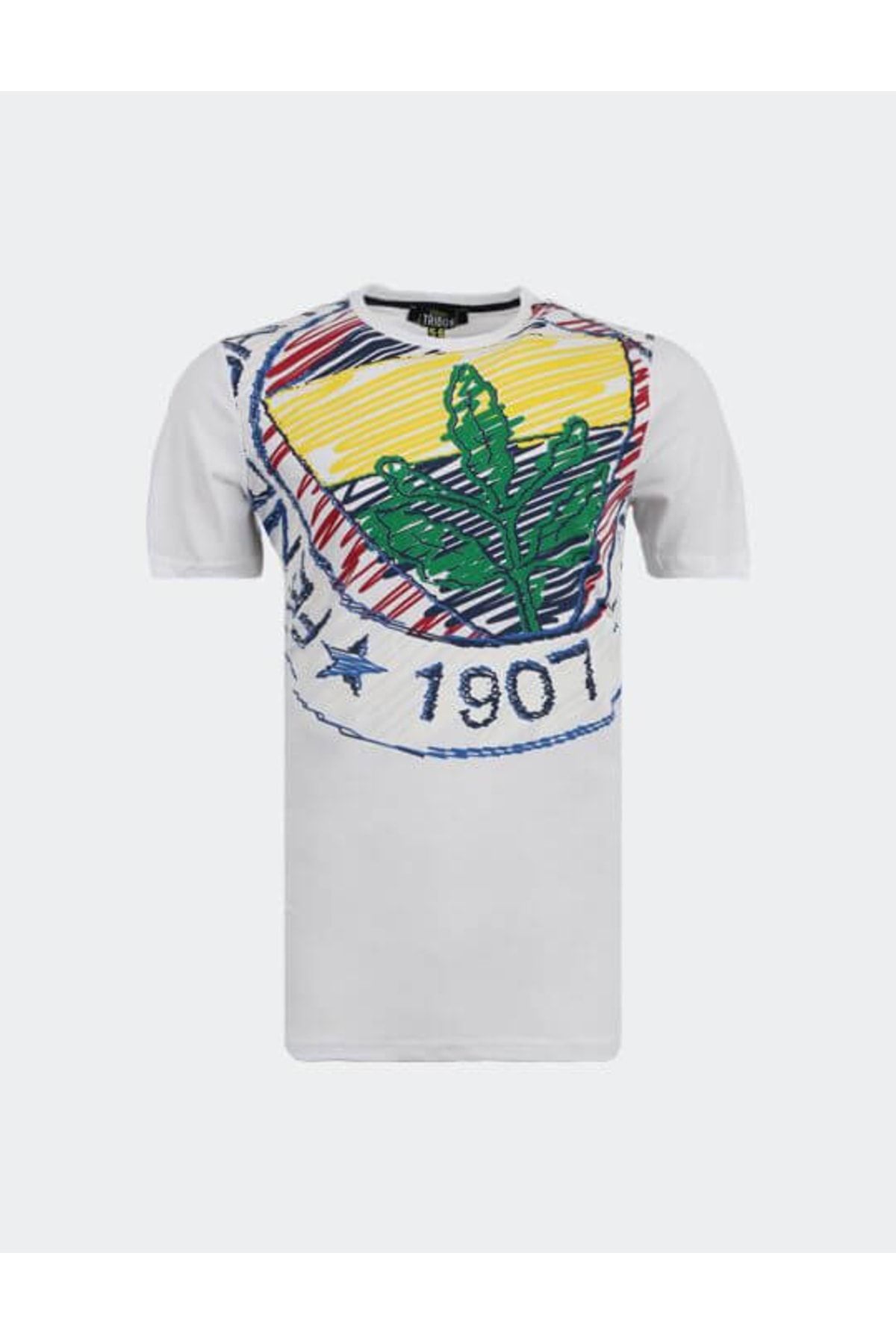 Fenerbahçe Unisex Çocuk Beyaz Tribun Eskiz Logo Spor T-Shirt