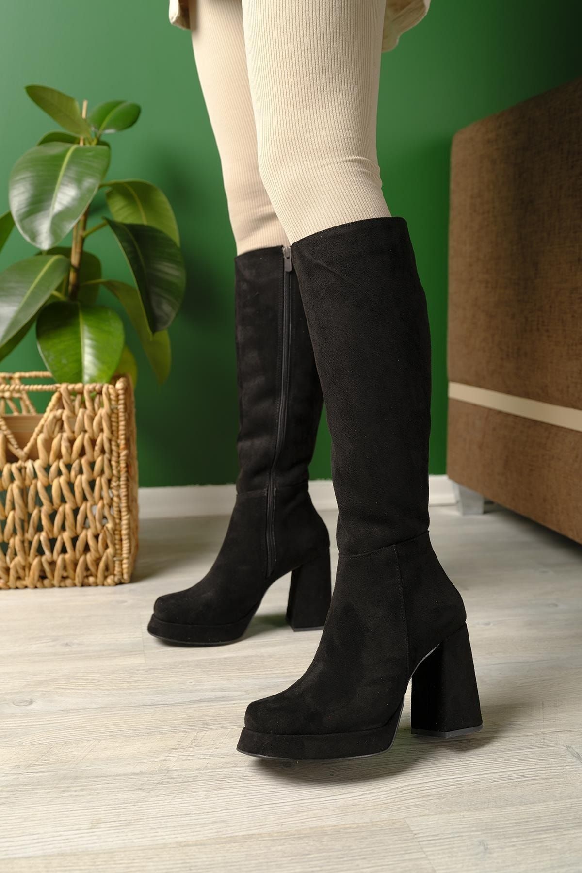 Oksit Vivet Platform Topuklu Uzun Kadın Çizme