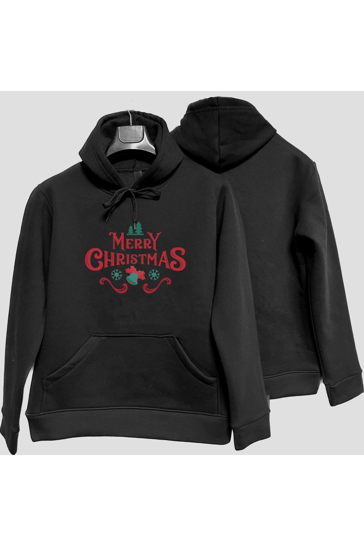 AktifReklam Yılbaşı Merry Christmas Baskılı Unisex Kapüşonlu Sweatshirt