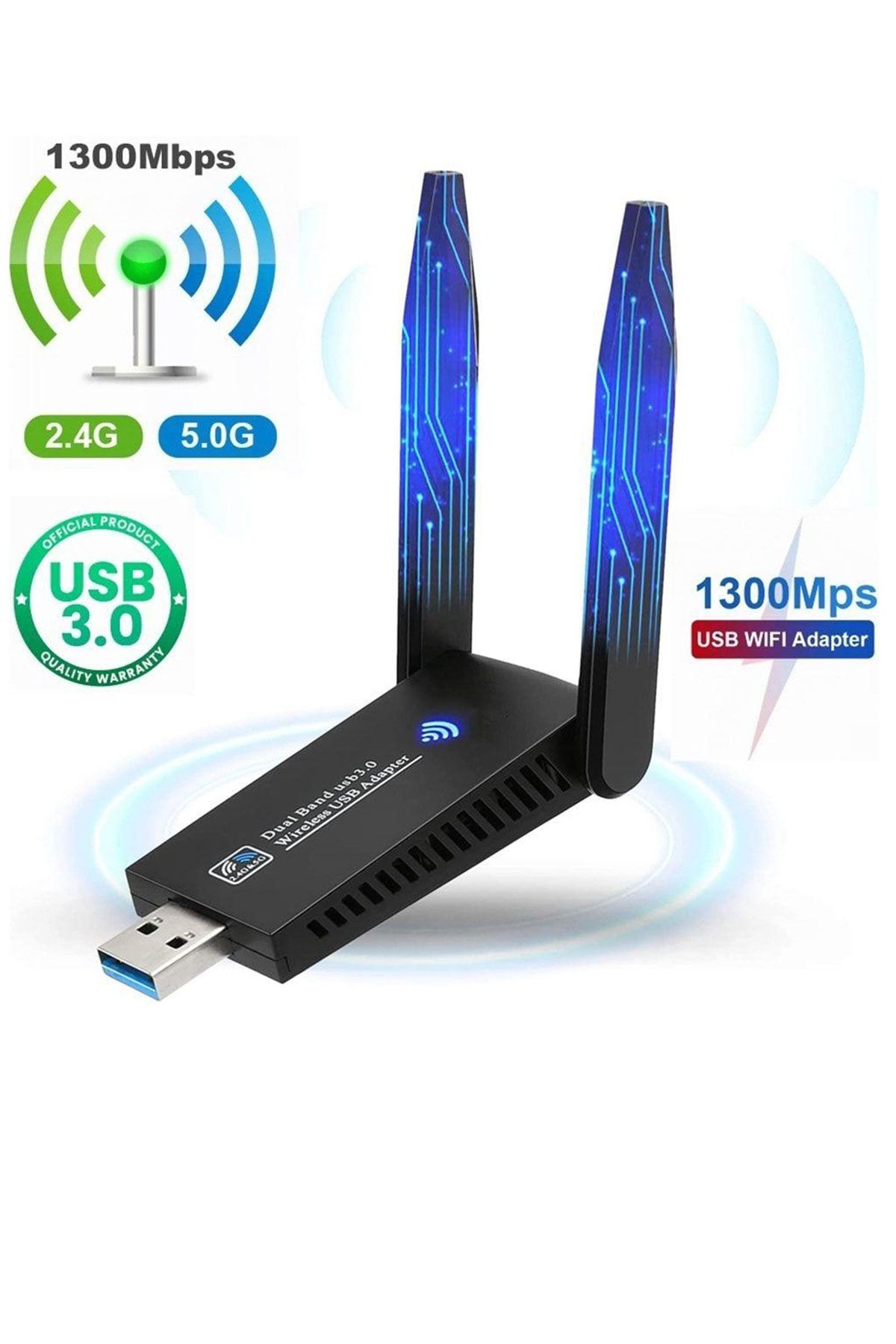 Ferminex Dual Band 2.4g/5g Usb 3.0 Adaptör Kablosuz Wifi Alıcı Ac1300