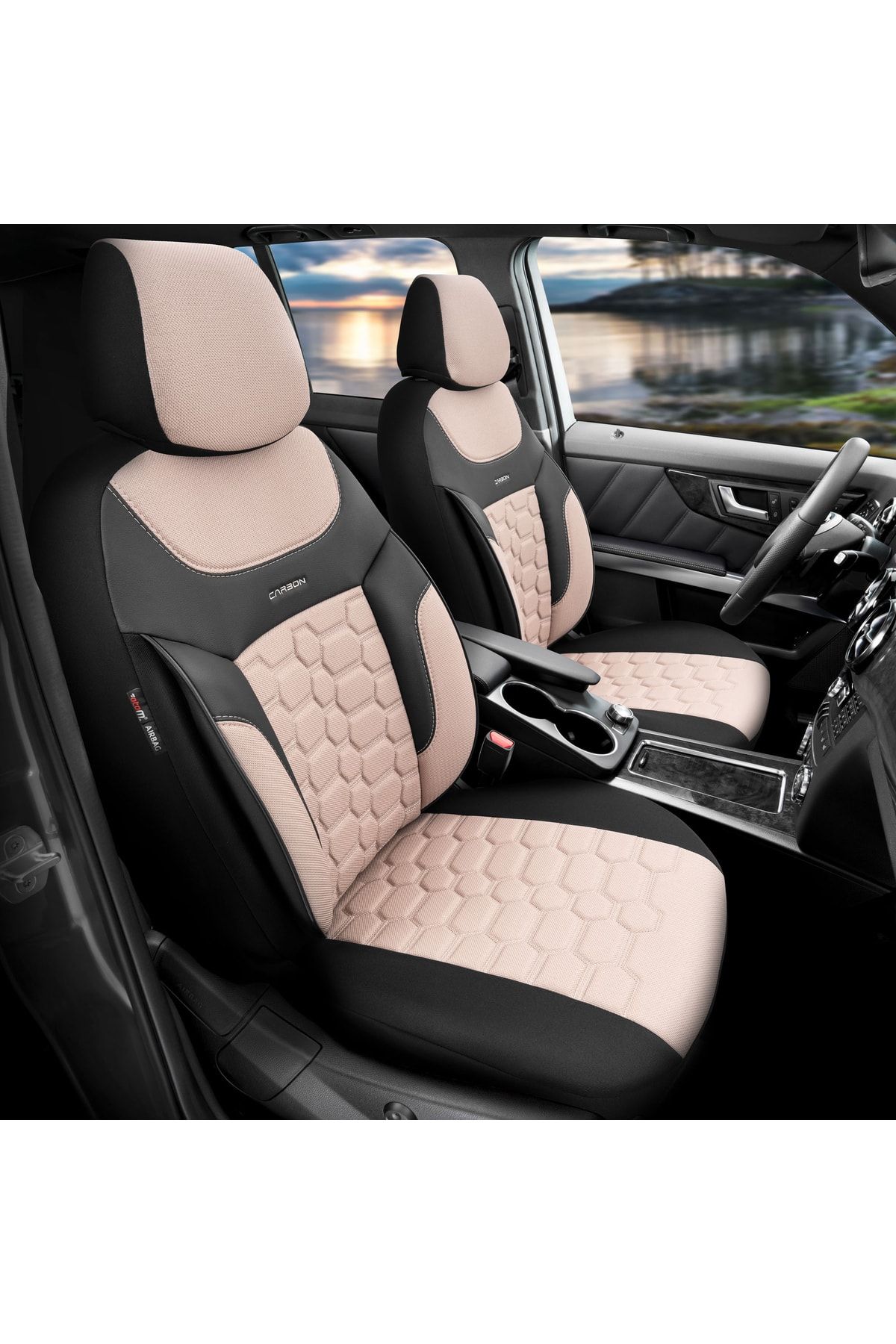 Otom Carbon Design Universal Seat Cover Beige
