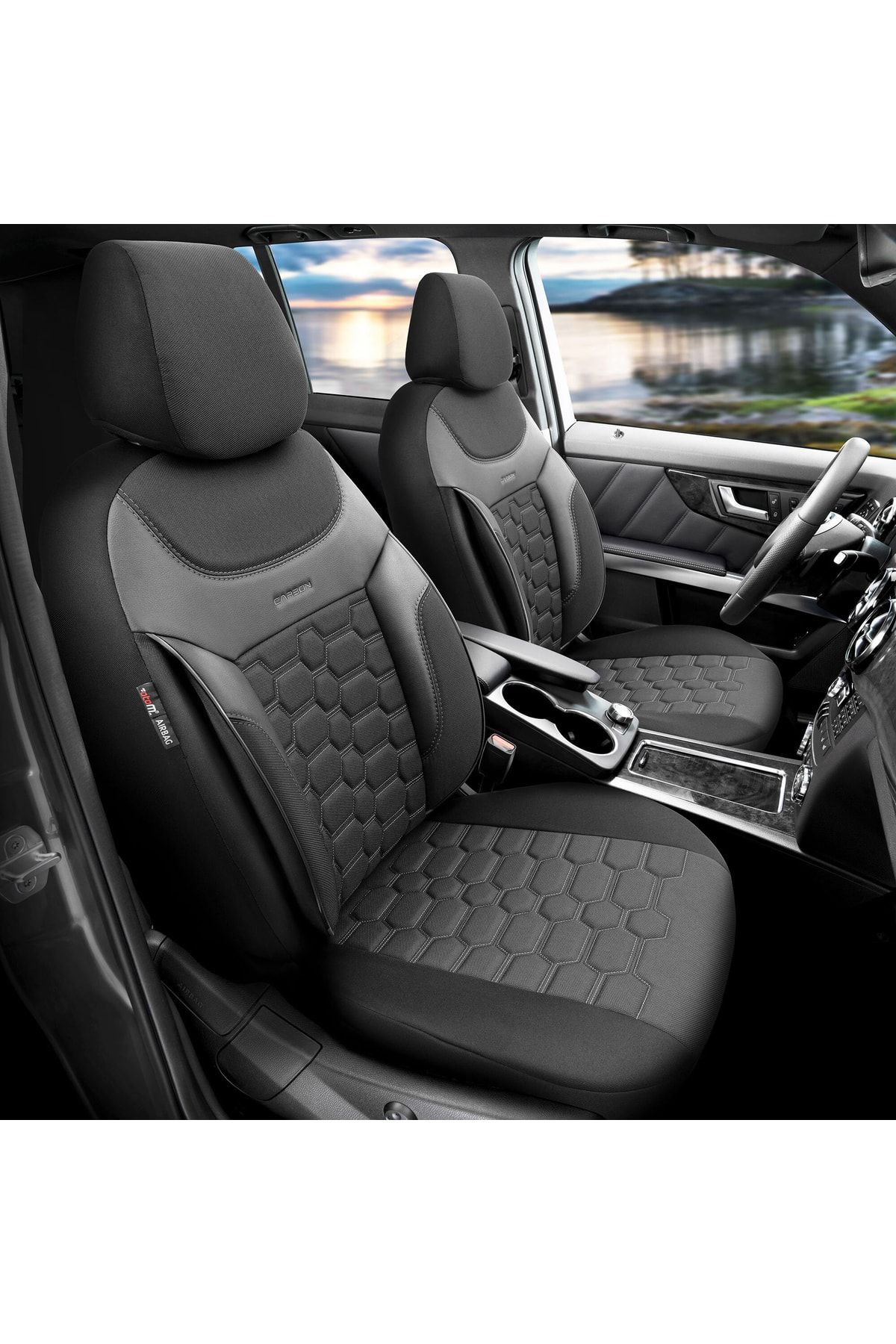 Otom Carbon Design Universal Seat Cover Black-smoked