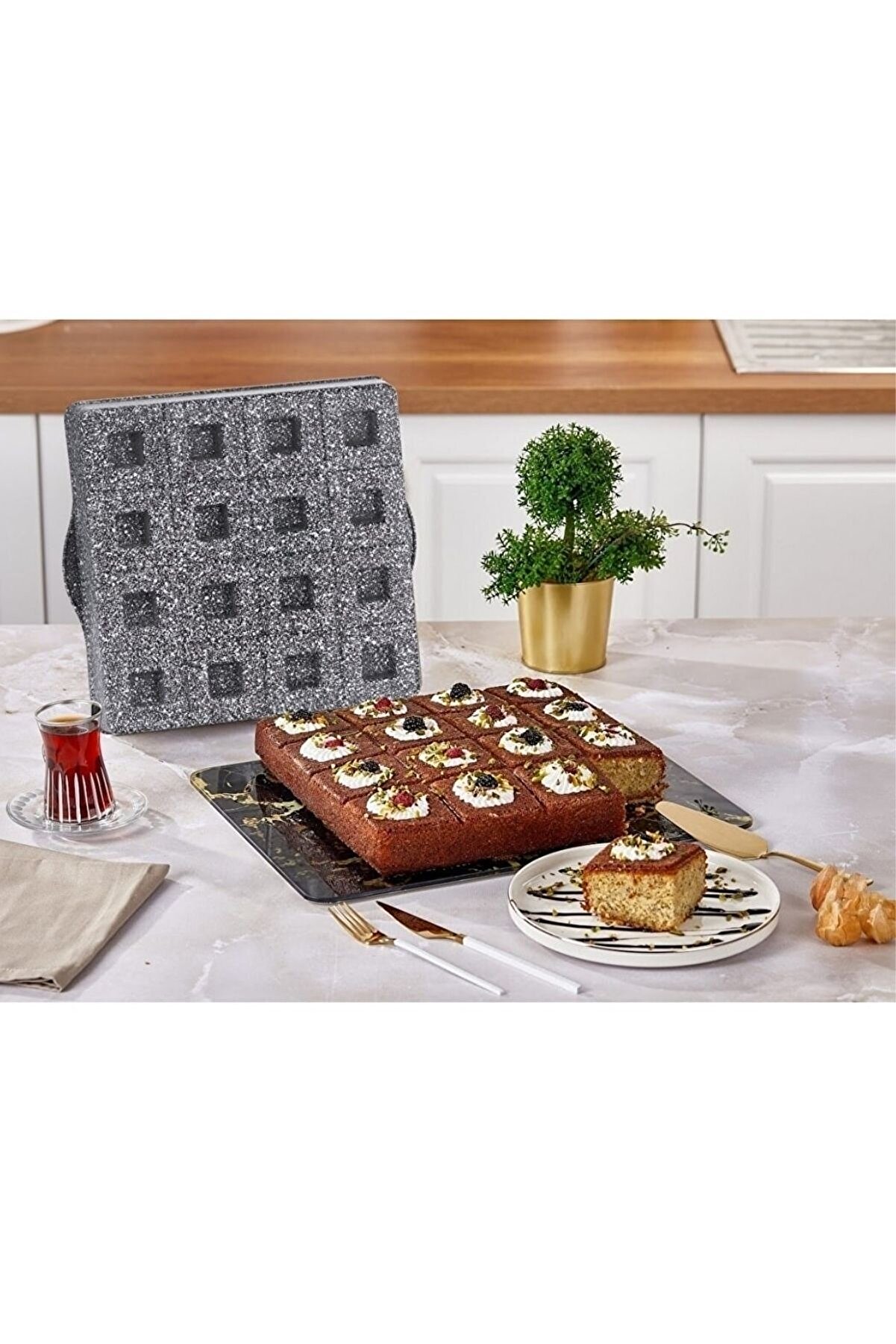 Gravita Döküm Brownie Kek Kalıbı Gri_4