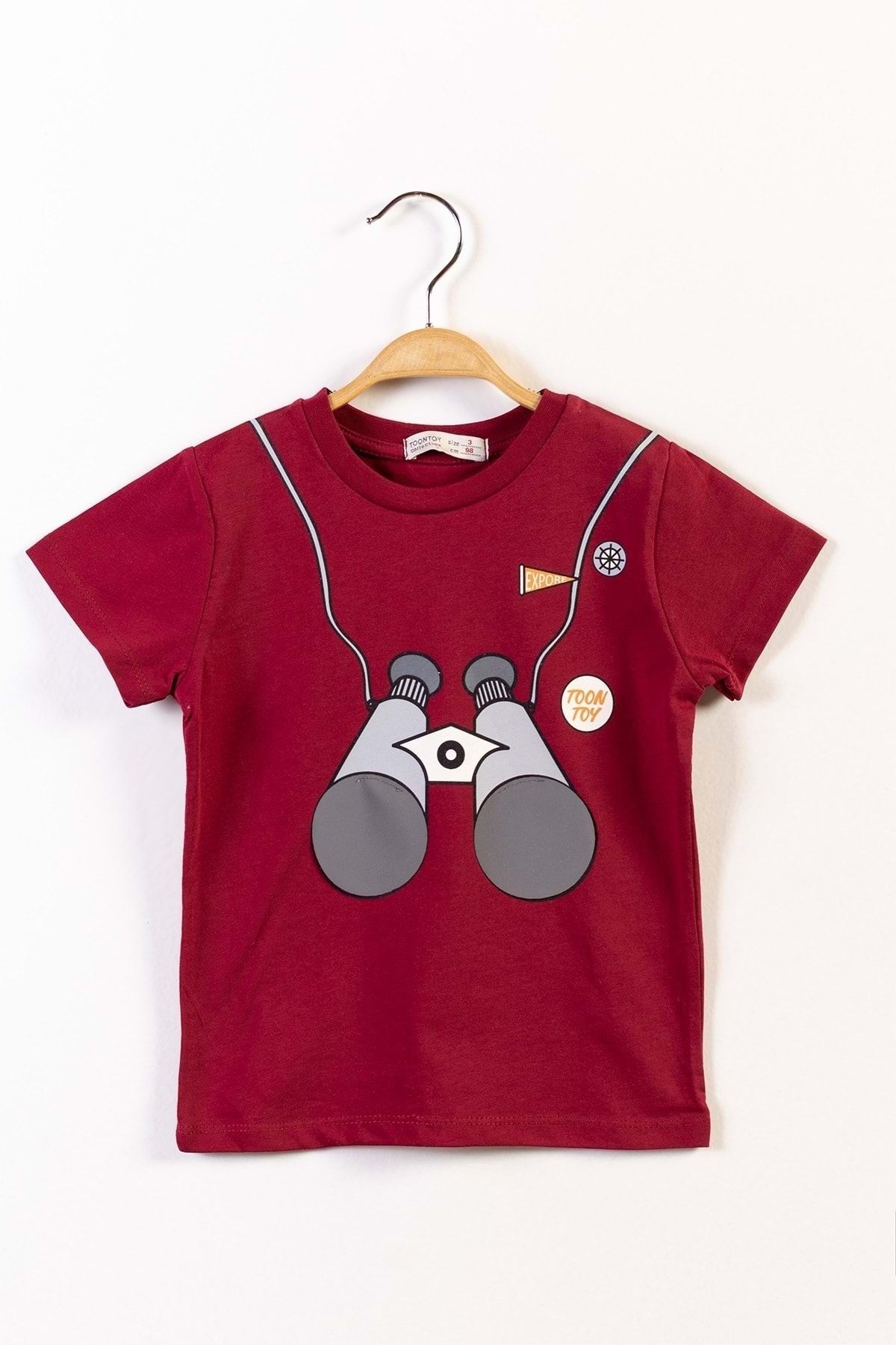 Toontoy Erkek Çocuk Reflektör Detaylı Dürbün Baskılı T-Shirt
