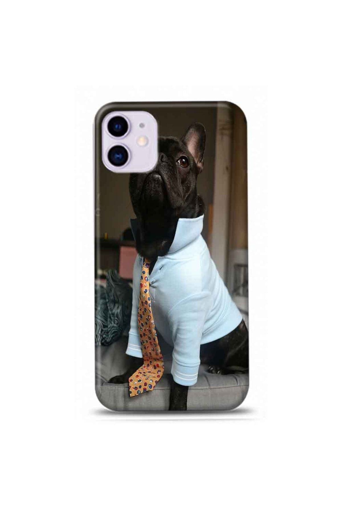 Ren Geyik Iphone 11 Uyumlu Kıyafetli Buldog Köpek Tasarımlı Telefon Kılıfı Y-ukpk023