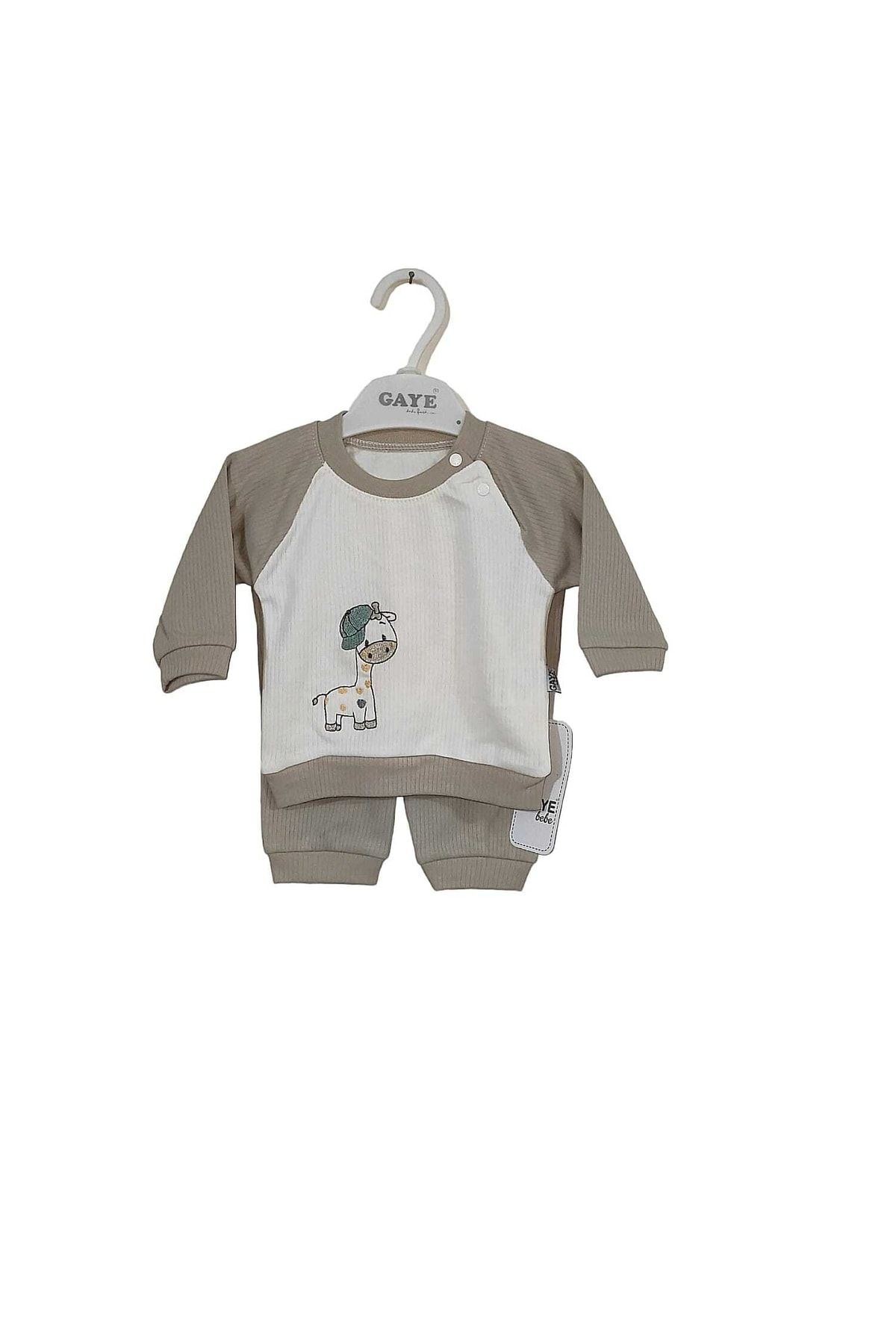 Gaye Baskılı Yumuşak Dokulu Çizgili Bebek Takım Bebek Kıyafeti Erkek & Kız %100 Pamuk