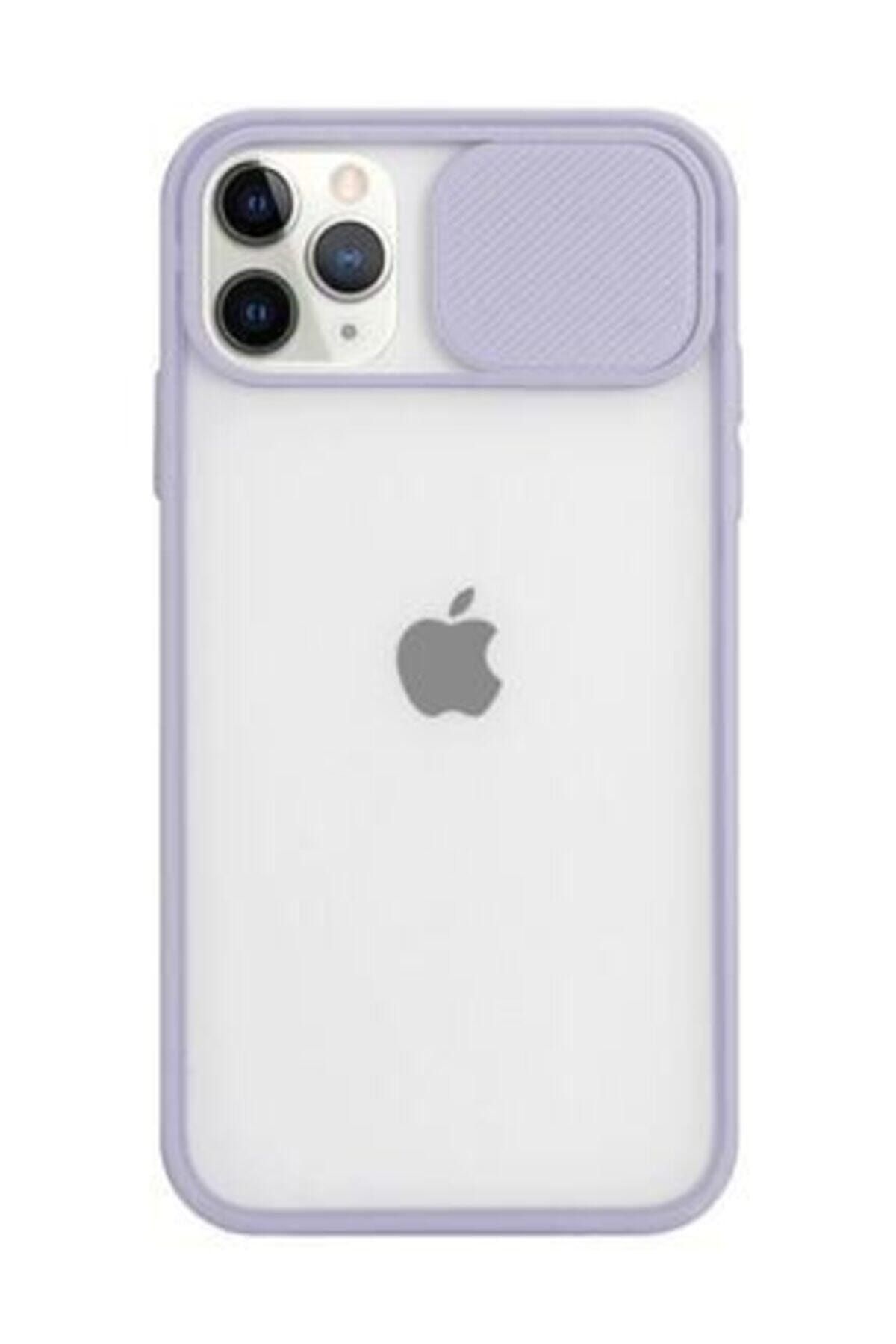 Mopal Iphone 12 Ve 12 Pro Için Lila Sürgülü Kamera Korumalı Silikon Kılıf - Molly