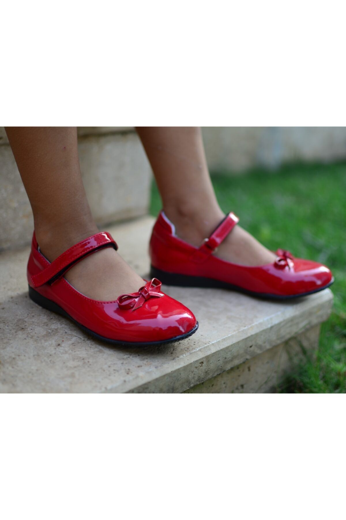 ÖZPINARCI Kız Çocuk Kırmızı Rugan Babet Ayakkabı
