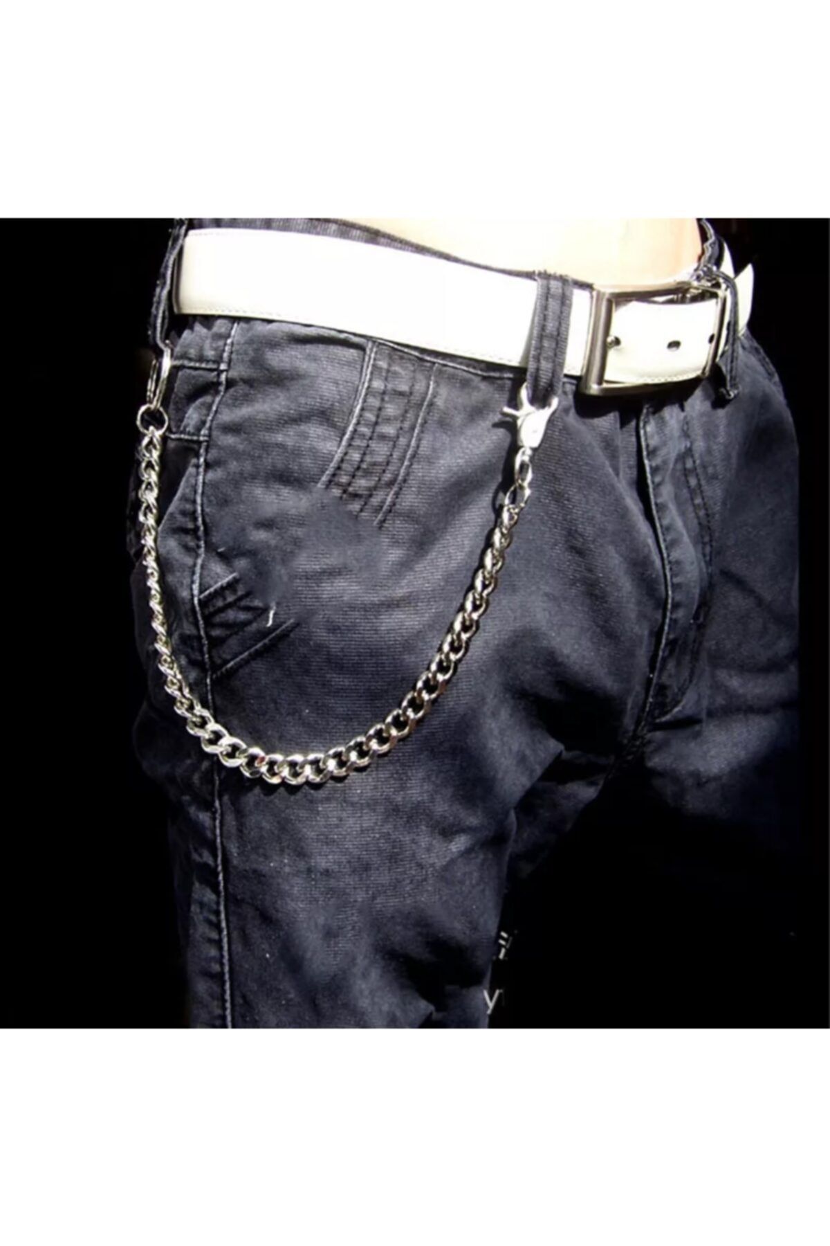 Nishstyle Gümüş Renk Tek Tarafı Anahtarlık Geçmeli Çelik Basic Pantolon Zinciri