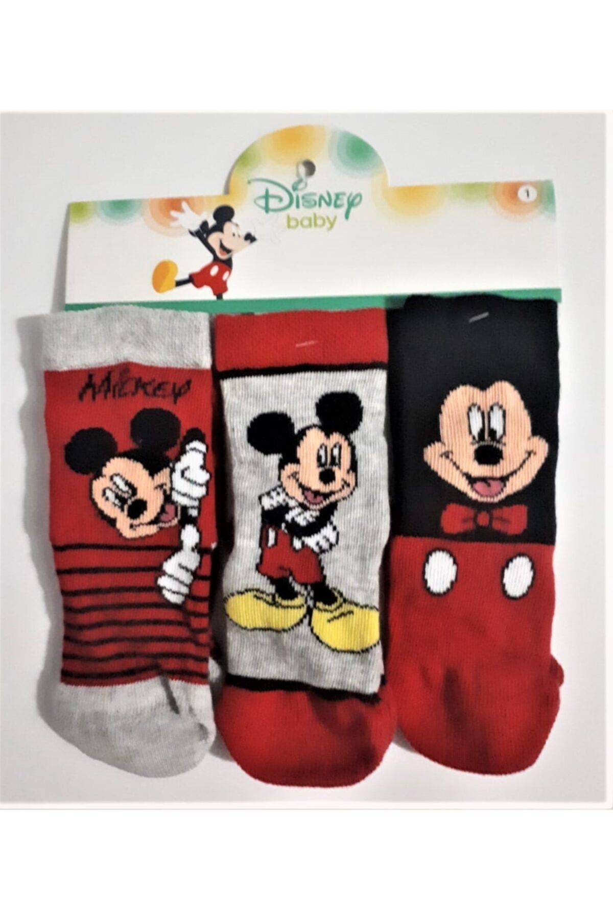 Mickey Mouse Erkek Bebek 3'lü Soket Çorap