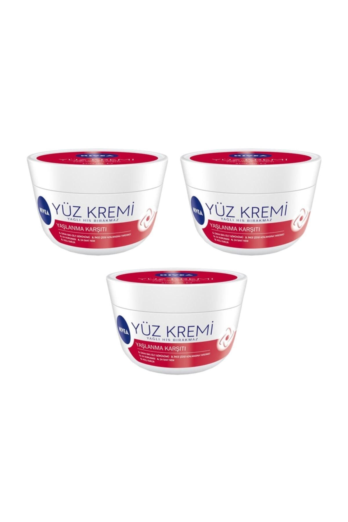 NIVEA Yaşlanma Karşıtı Yüz Kremi 100 ml X 3 Adet