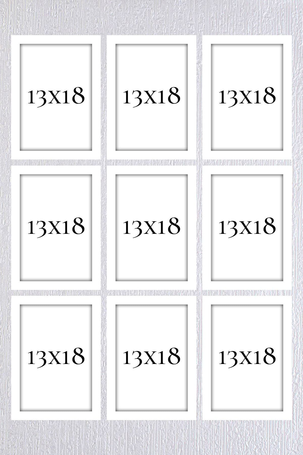 Araste Dekorasyon Beyaz Çerçeve Seti 9 Adet 13x18