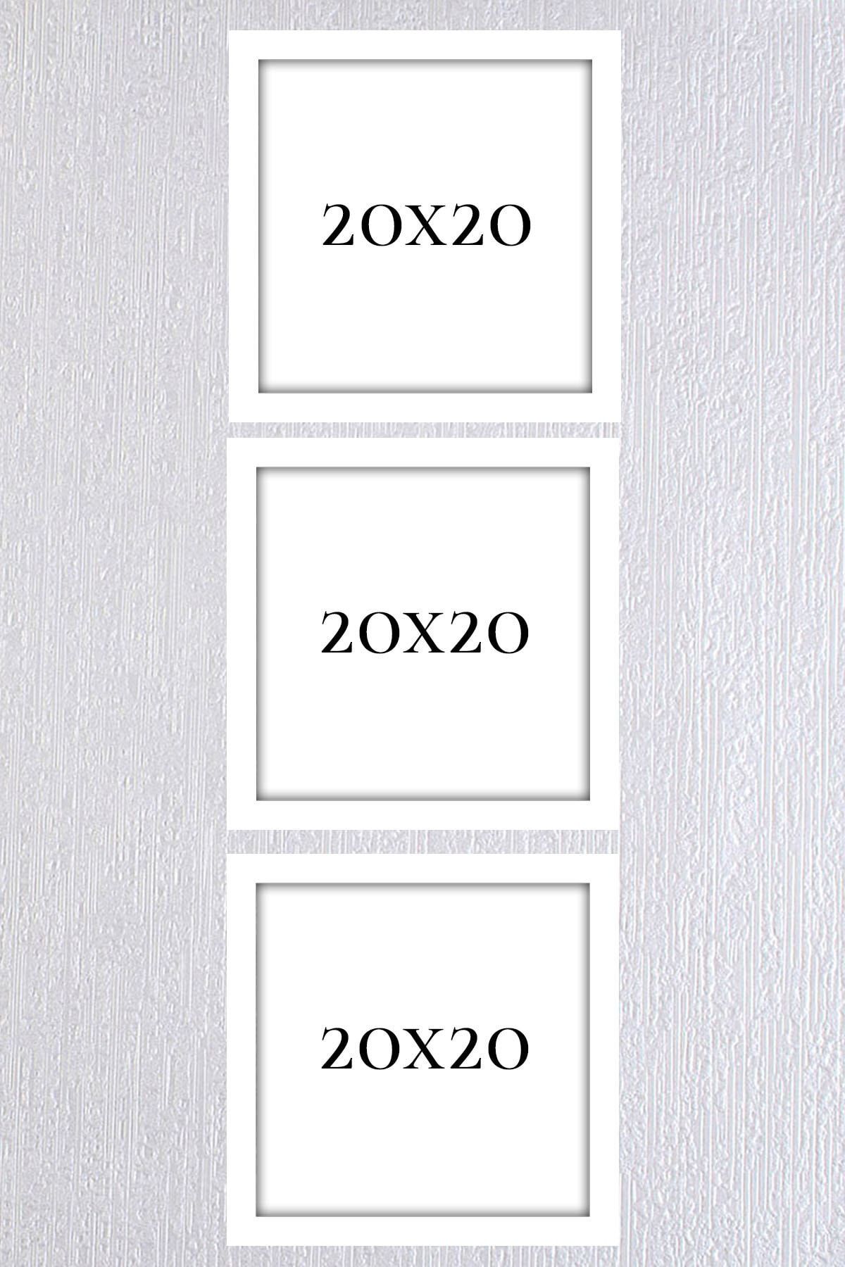 Araste Dekorasyon Beyaz Çerçeve Seti 3 Adet 20x20