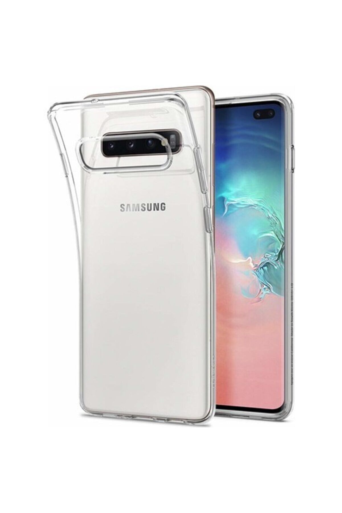 Fibaks Samsung Galaxy S10 Plus Kılıf Ekran Koruyucu A Şeffaf Lüx Süper Yumuşak Ince Slim Silikon