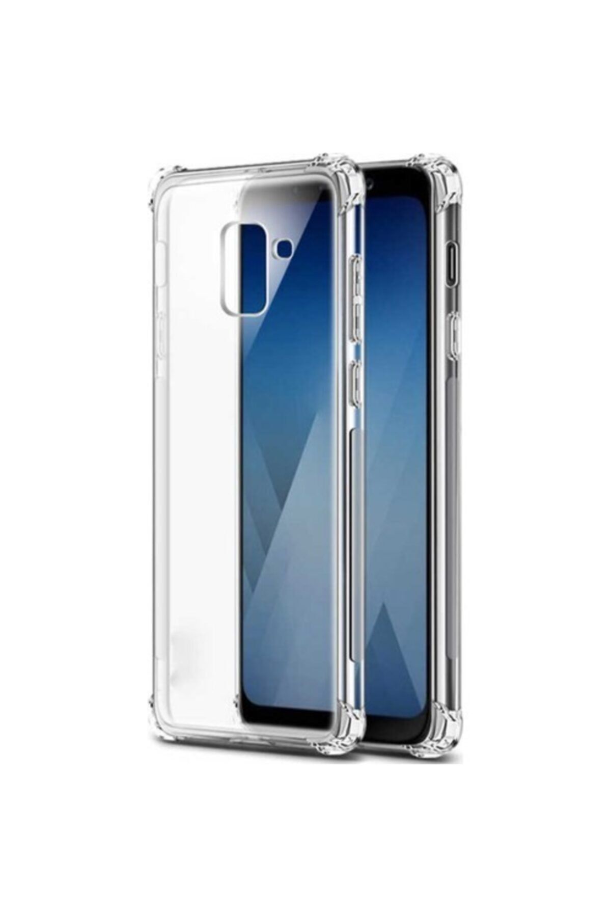 Fibaks Samsung Galaxy J4 Plus Kılıf Crystal Sert Pc Antishock Darbe Emici Kenar Şeffaf Silikon Kapak
