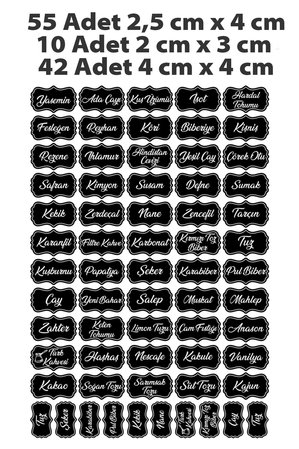 Smartad Siyah 107 Adet Baharat-bakliyat-kuruyemiş Kavanoz Etiketi-sticker