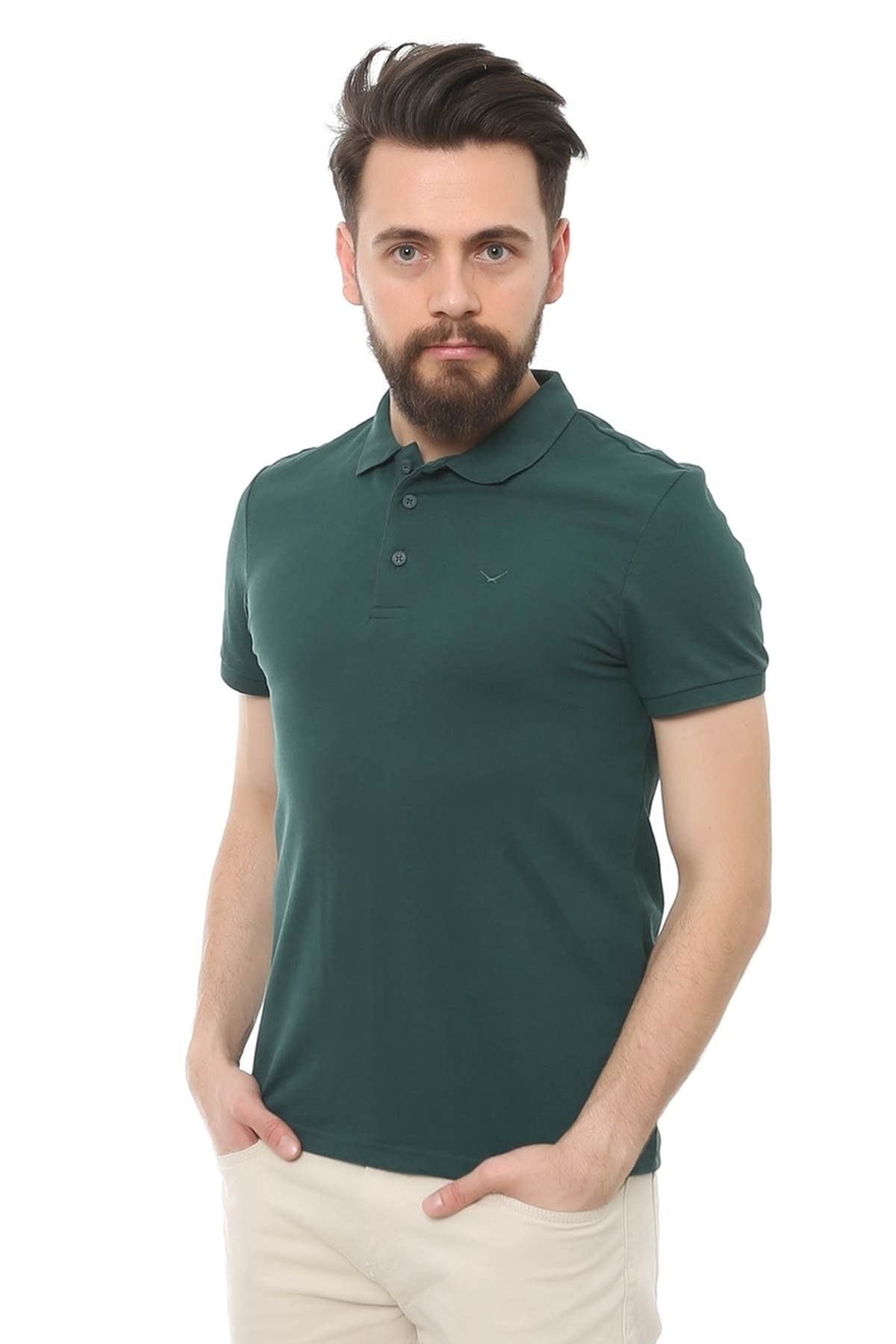 Cazador 4613 Polo Yaka Erkek T-shirt Hunter Yeşil