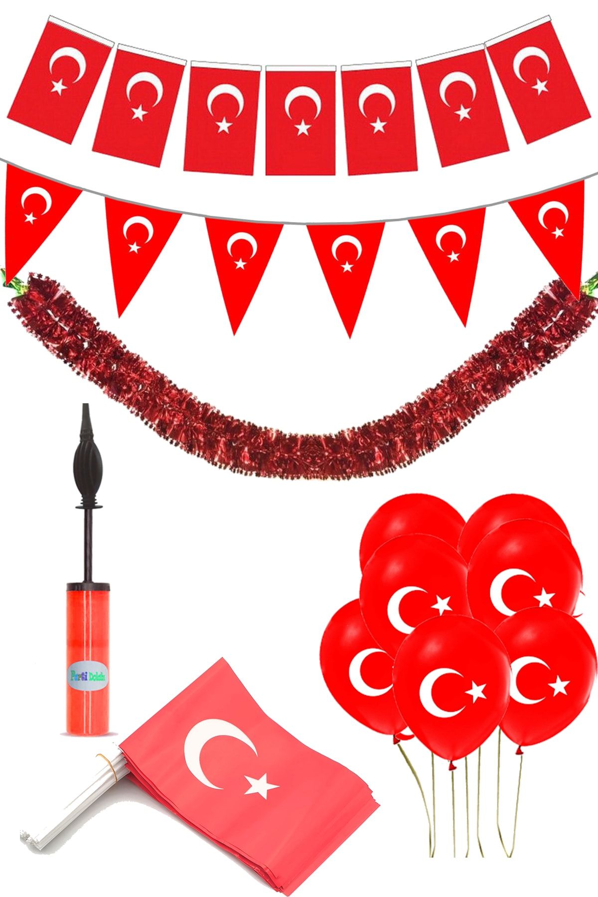 Parti Dolabı 23 Nisan Türk Bayraklı Balonlu Süsleme Paketi