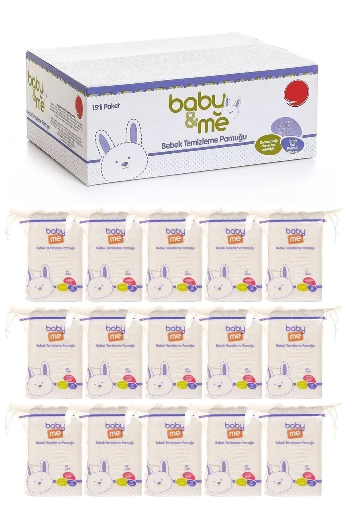 Baby Me Bebek Temizleme Pamuğu %100 Saf Pamuk 60'lı Poşet 15 Paket