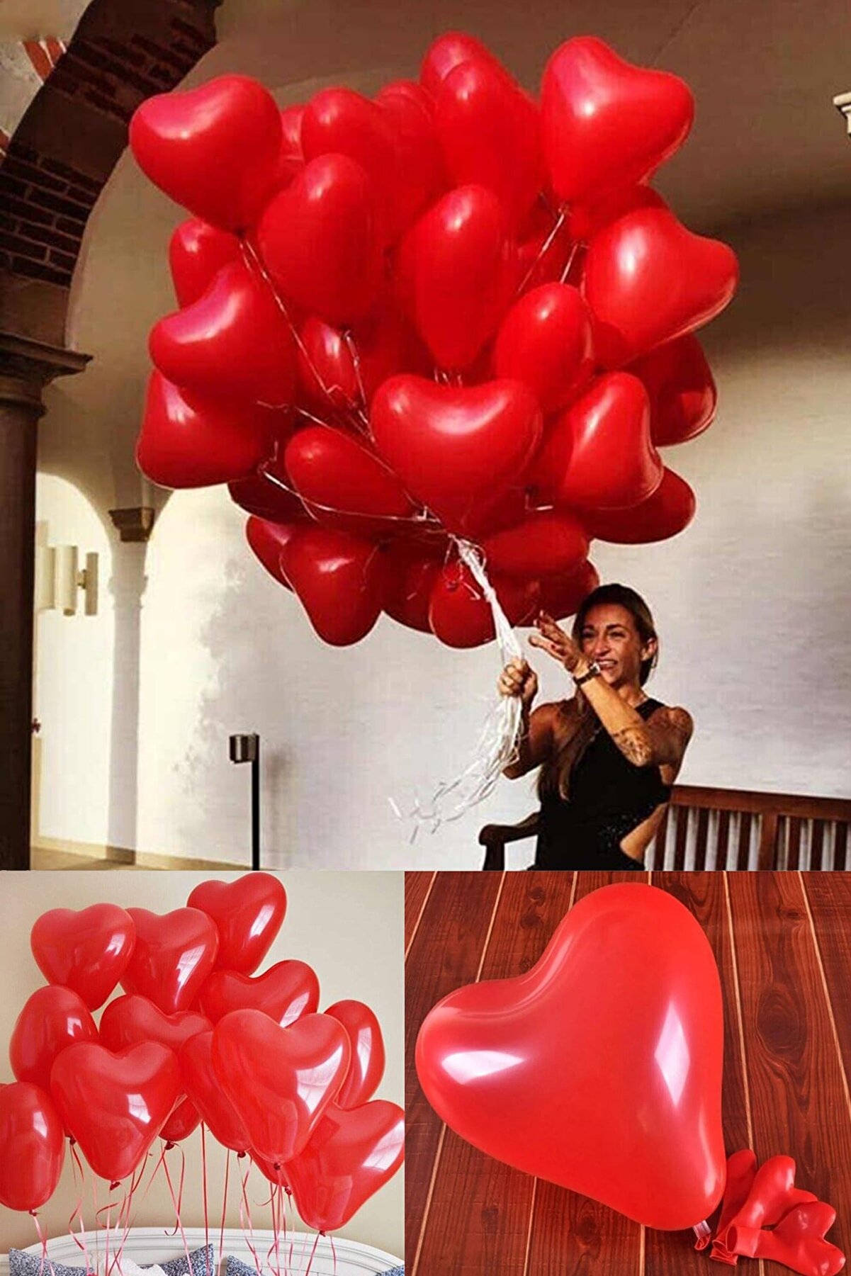 Parti Dolabı 50 Li Kırmızı Kalpli Balon 12 Inç 30 Cm Parti Konsept Düğün Nişan Nikah Sevgili Doğum Günü Balonu