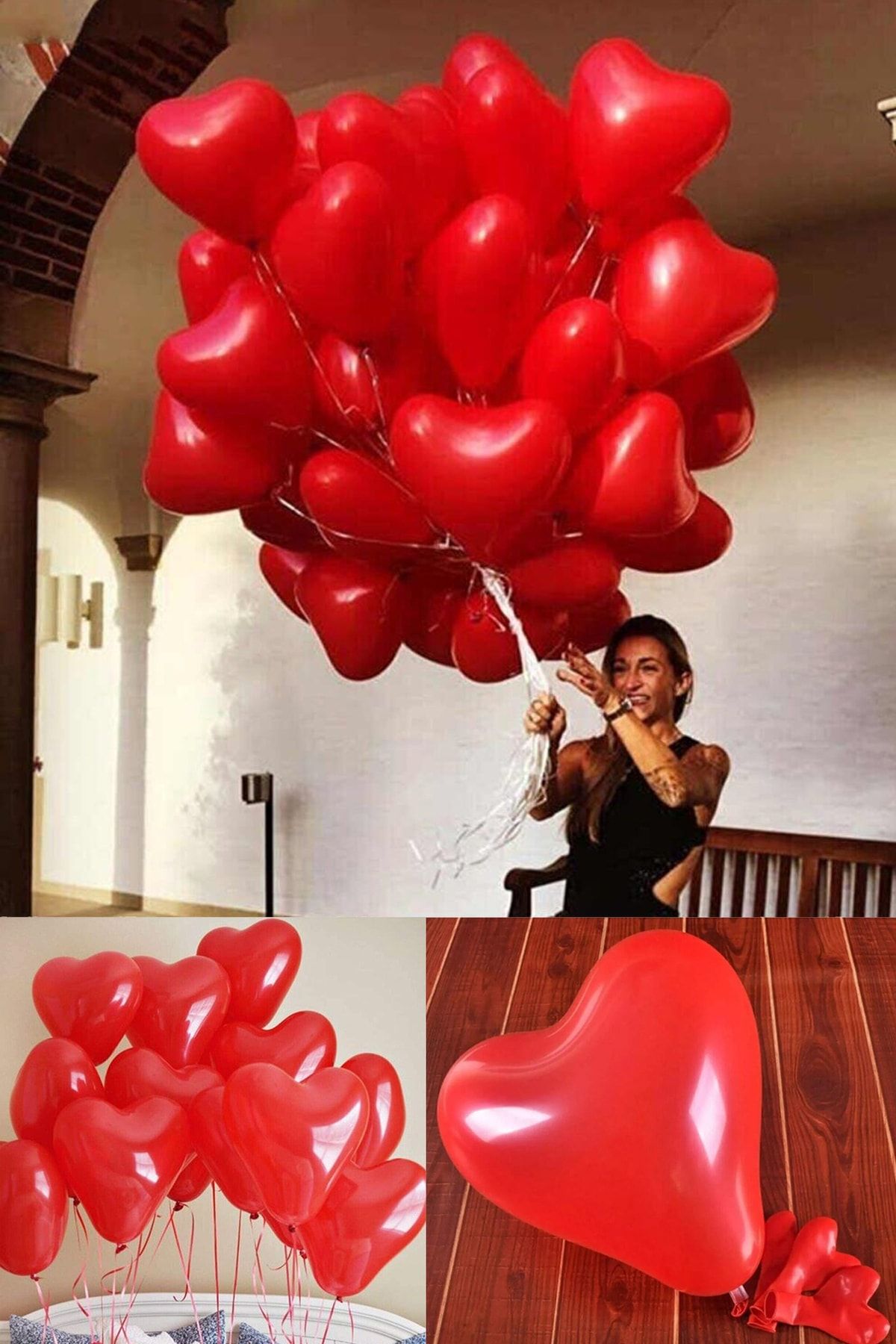 Parti Dolabı 8li Kırmızı Kalpli Balon 12 Inç 30 Cm Parti Konsept Düğün Nişan Nikah Sevgili Doğum Günü Balonu